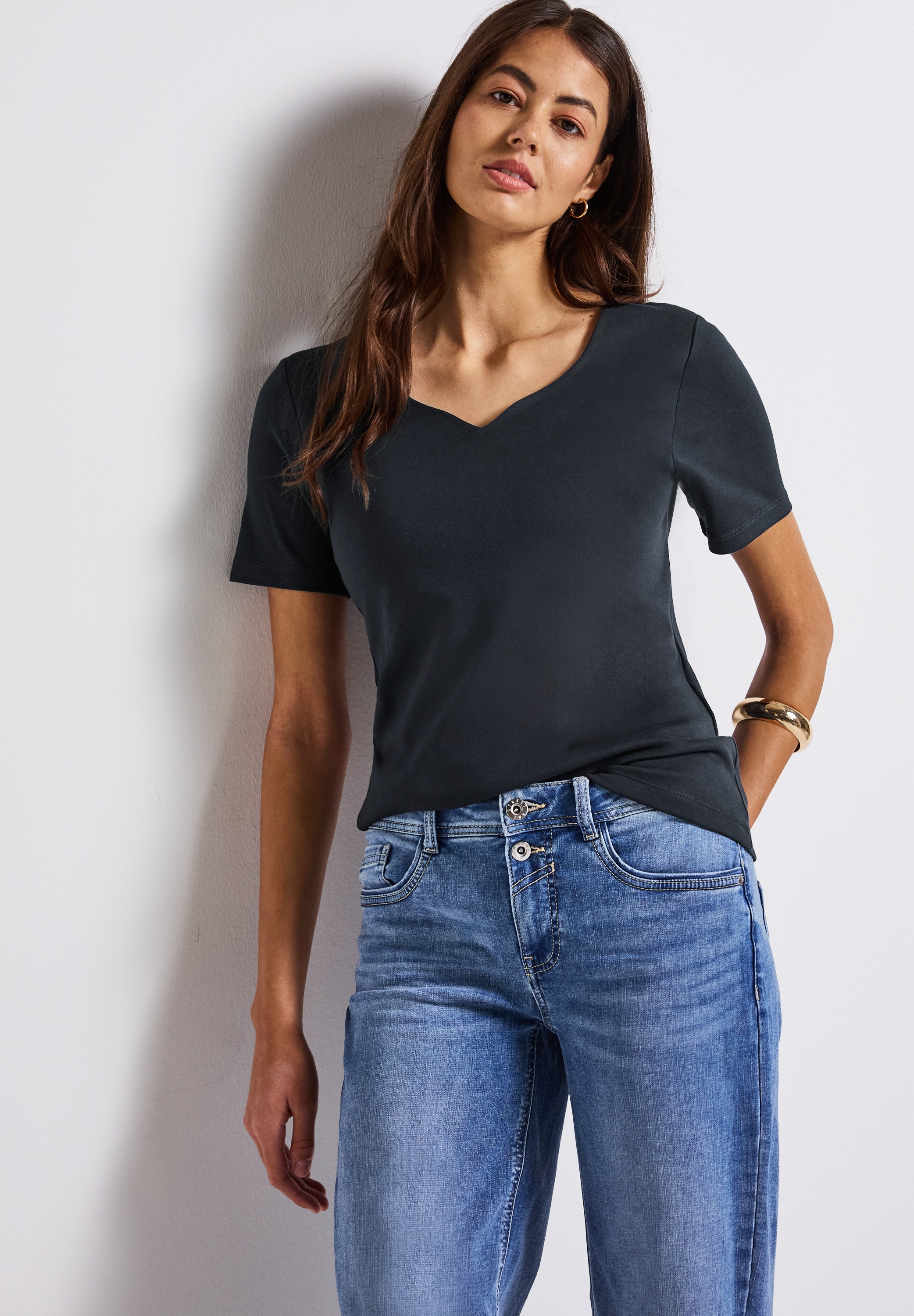 STREET ONE T-Shirt, mit Herzausschnitt günstig online kaufen