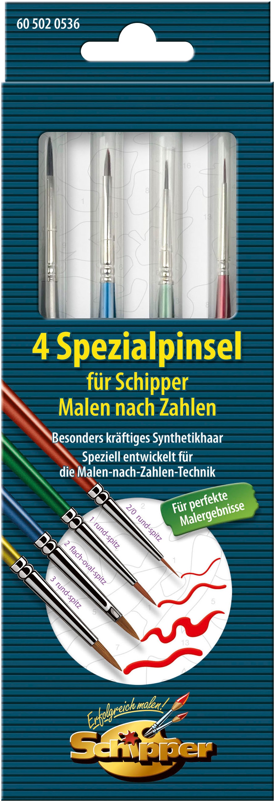 Kreativset »Malen nach Zahlen, Spezialpinsel«, (Set, 4 tlg.), Made in Germany
