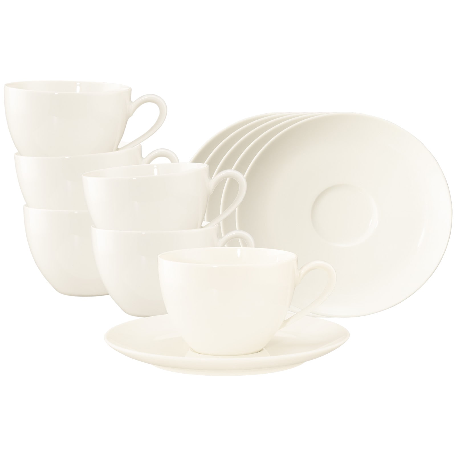 Seltmann Weiden Tasse "Kaffeetassen mit Untertassen Savona Fine Diamond 270 ml 6er Set creme" Spülmaschinenfest, Mikrowellensicher, Ofenfest