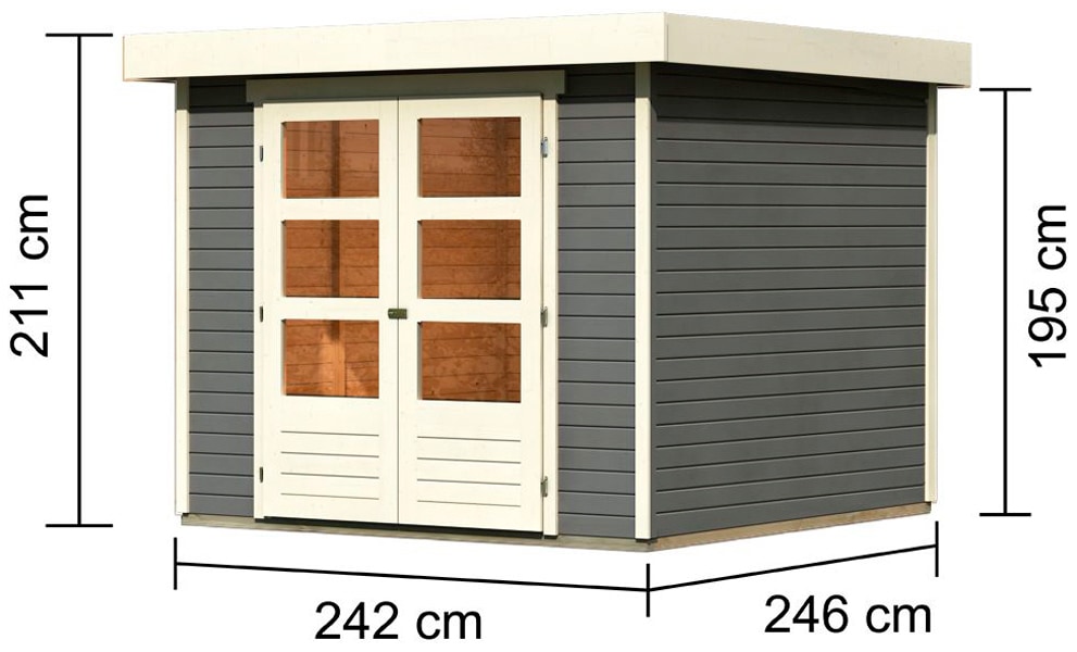 Karibu Gartenhaus »Arnis 3,5«, naturbelassen oder terragrau