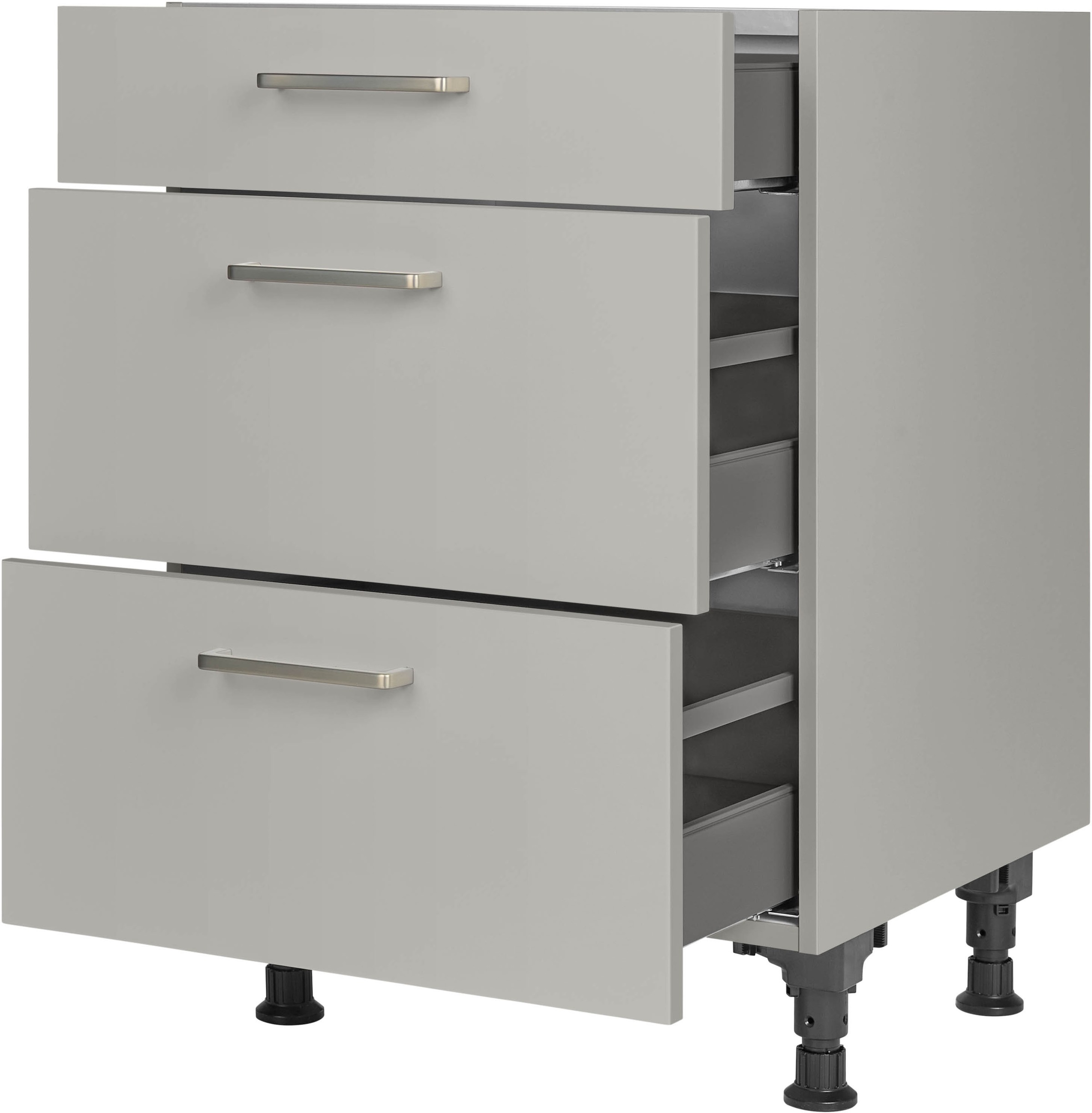 Preisvergleich für nobilia Unterschrank Touch, vormontiert, mit höhenverstellbaren Sockelfüßen, in den Breiten 30, 45, 60 und 90 cm, mit Schubkasten, BxHxT 60x87x58 cm, in der Farbe Grau, aus Holzwerkstoff