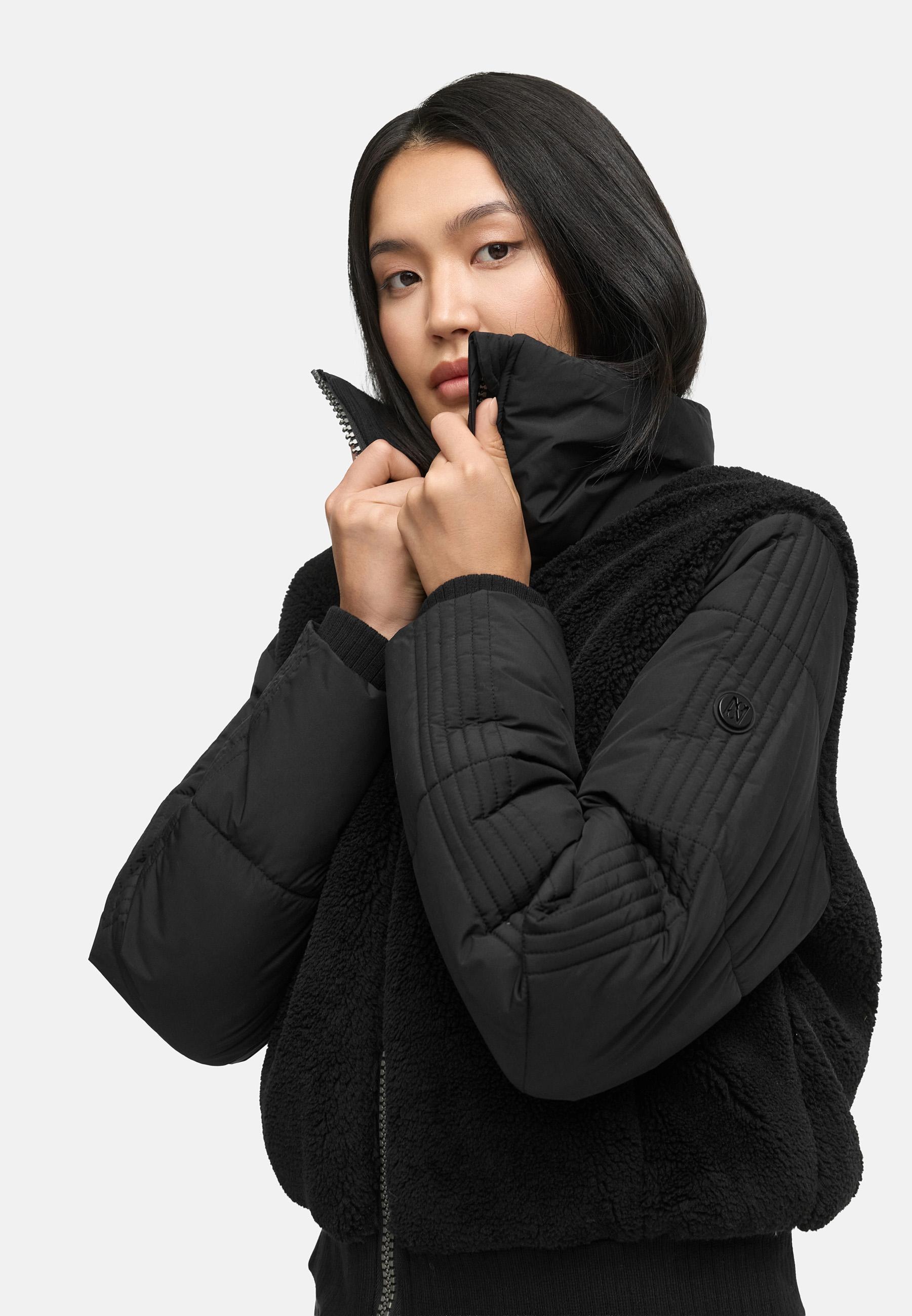 Navahoo Plüschjacke »Teddyzone 14«, ohne Kapuze, Teddy-Fleece Jacke mit hohem Kragen
