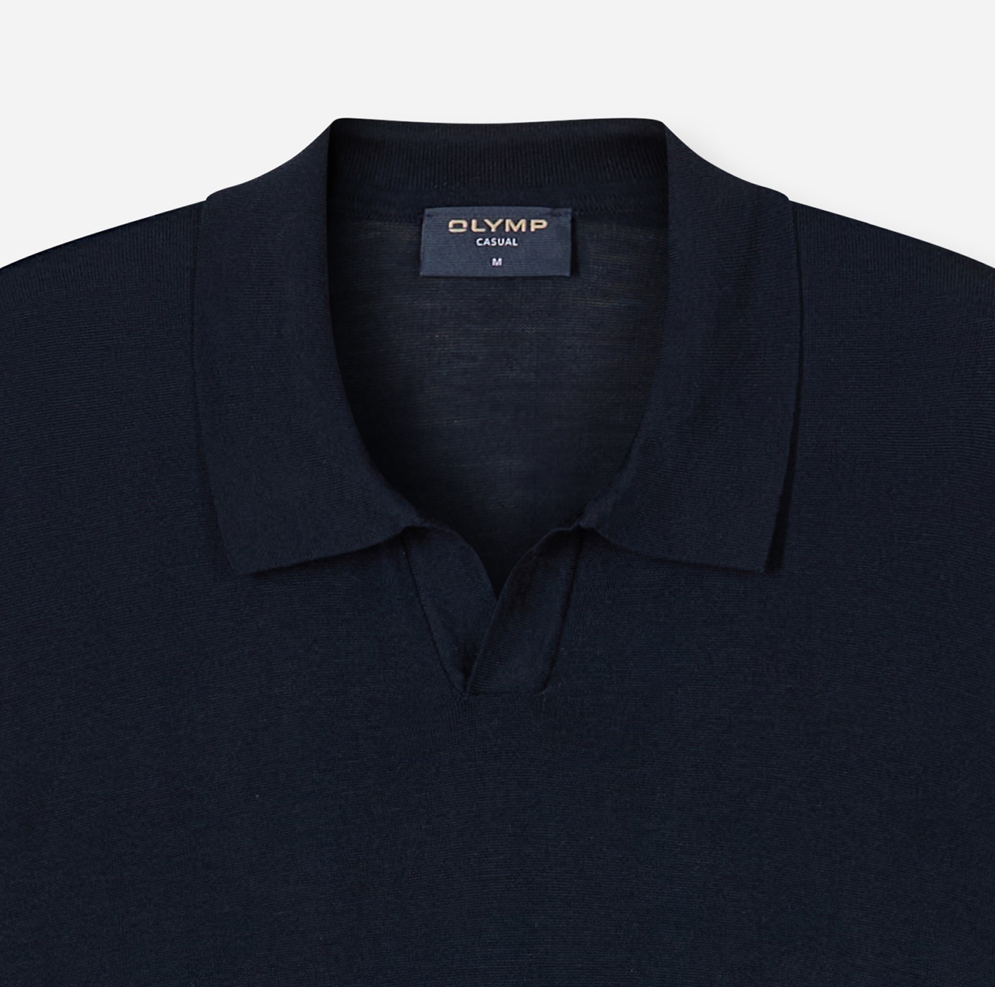 Poloshirt OLYMP "Strick Casual", Herren, Gr. M, marine, Feinstrick, Obermaterial: 50% Baumwolle, 50% Lyocell, unifarben, regular fit hüftbedeckend, Rippbündchen, Shirts, mit geripptem Kragen, unifarben 6