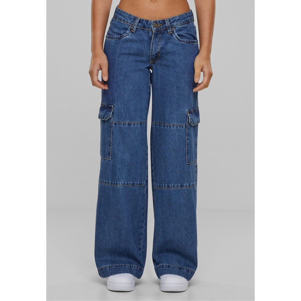 URBAN CLASSICS Bequeme Jeans »Urban Classics Damen Ladies Low Waist Cargo Denim«