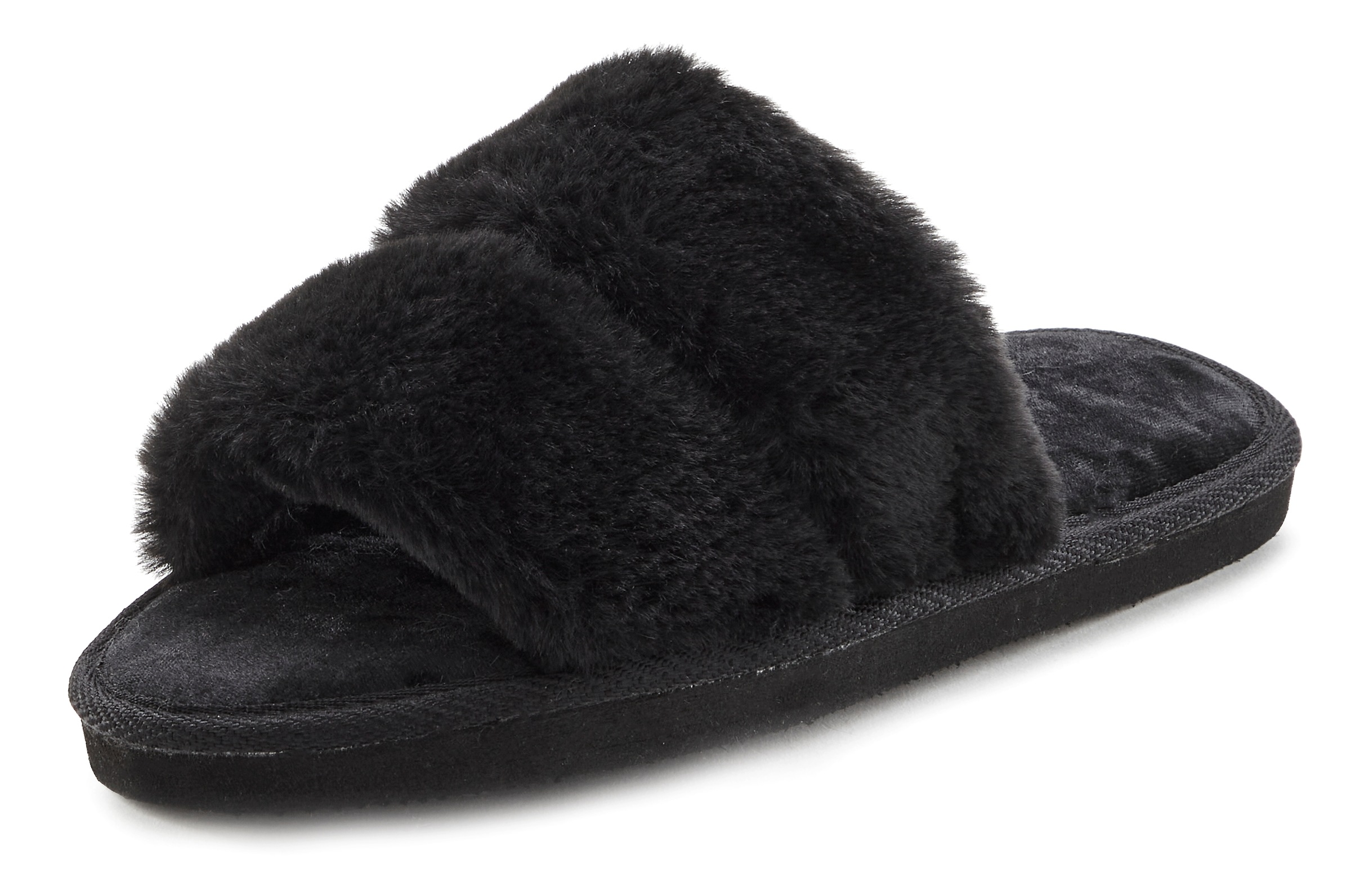 Vivance "Pantolette, Plüsch Hausschuhe, Mule, offener Schuh," VEGAN günstig online kaufen