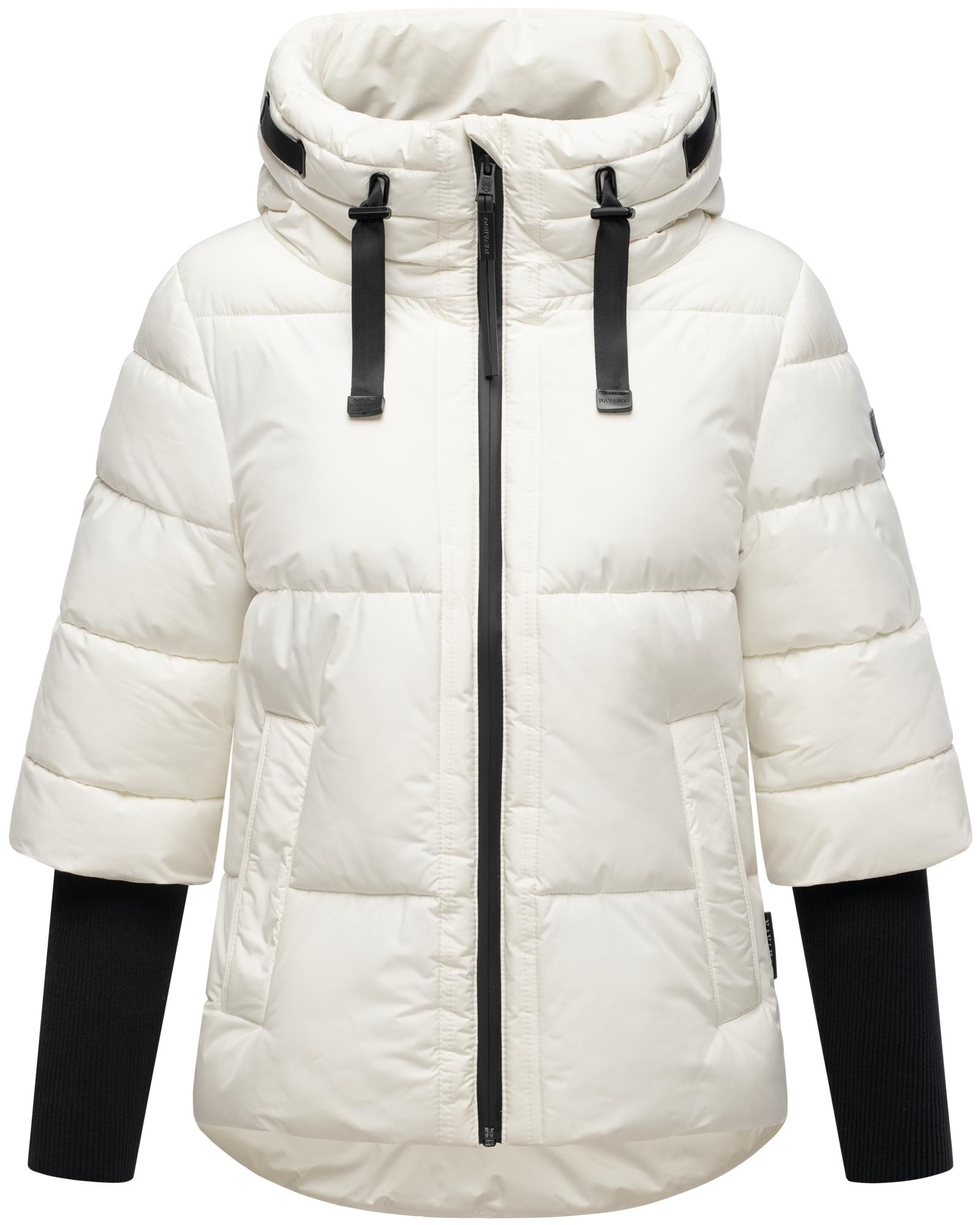 Navahoo Steppjacke »Lotusherz XIV«, mit Kapuze, Warme gesteppte Winterjacke mit Rippstrickärmeln