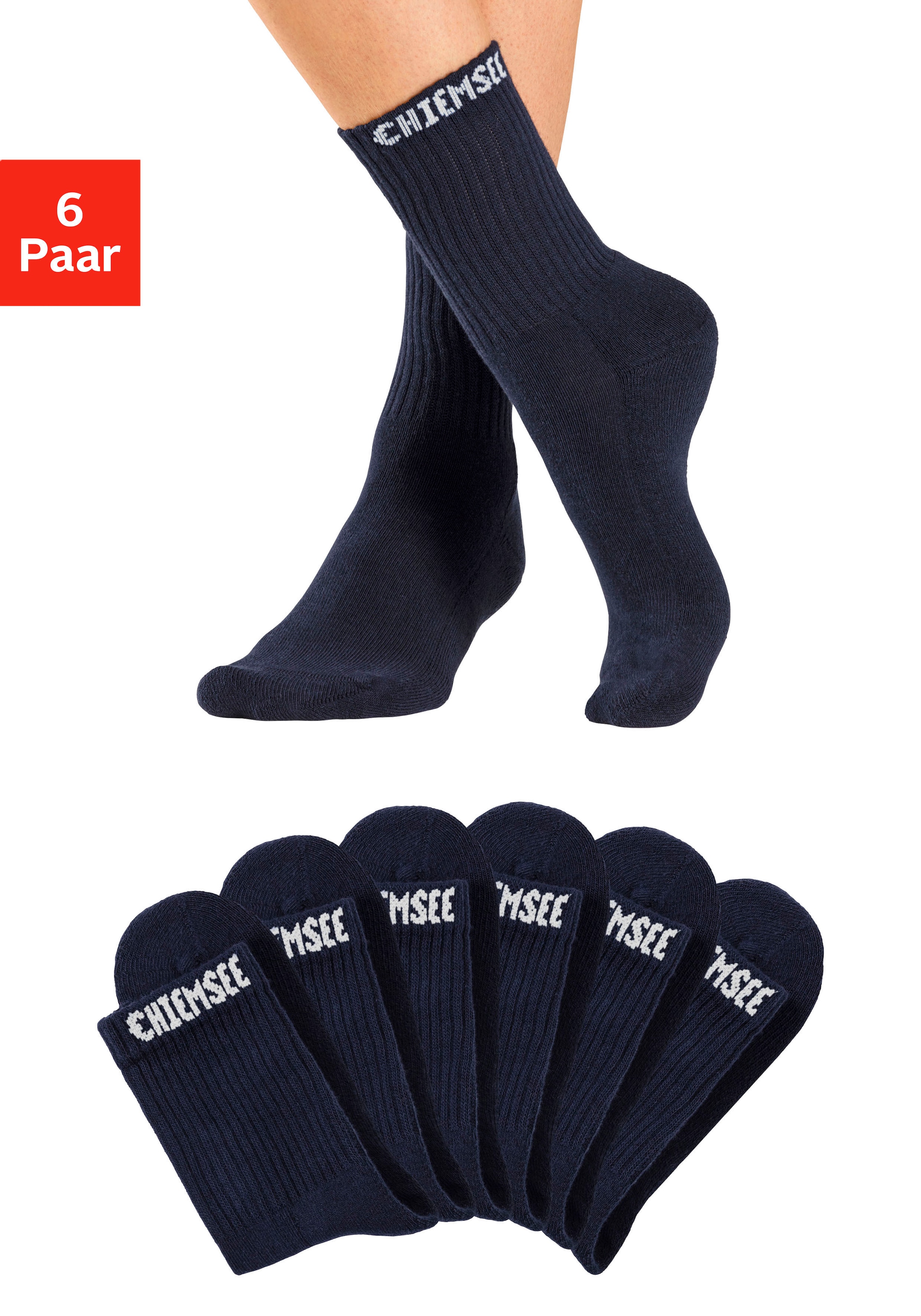 Chiemsee Tennissocken, (Packung, 6 Paar), mit eingestricktem Markennamen