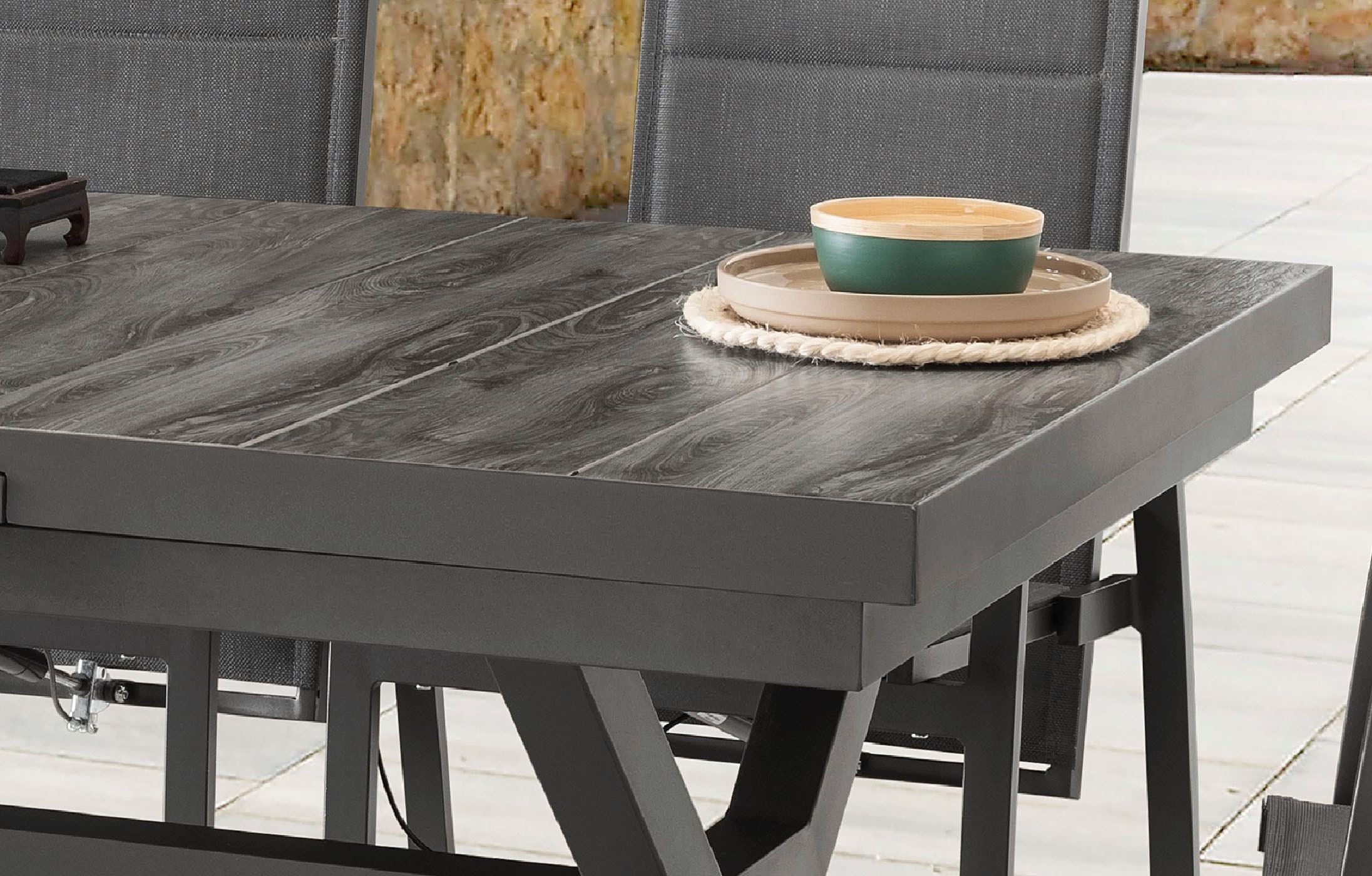 Destiny Garten-Essgruppe »COSTA GARDA«, (9 tlg.), 4 Hochlehner Textilene, 1 Ausziehtisch 160/210x100 cm