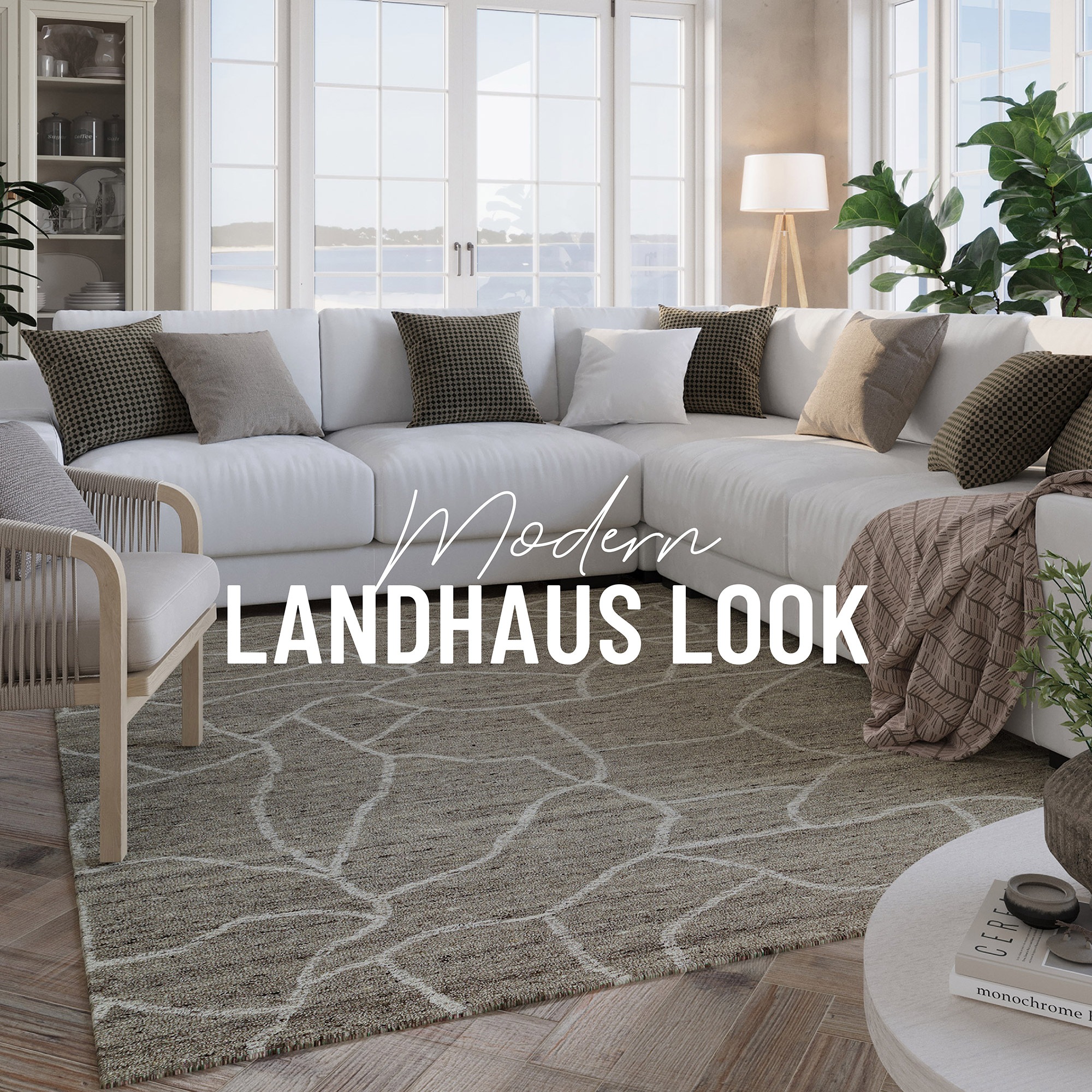 Wecon home Wollteppich »Hamptons FORTYONE«, rund, 15 mm Höhe, Schurwolle, Kurzflor, Wohnzimmer, elegant, robust, Stein-Muster