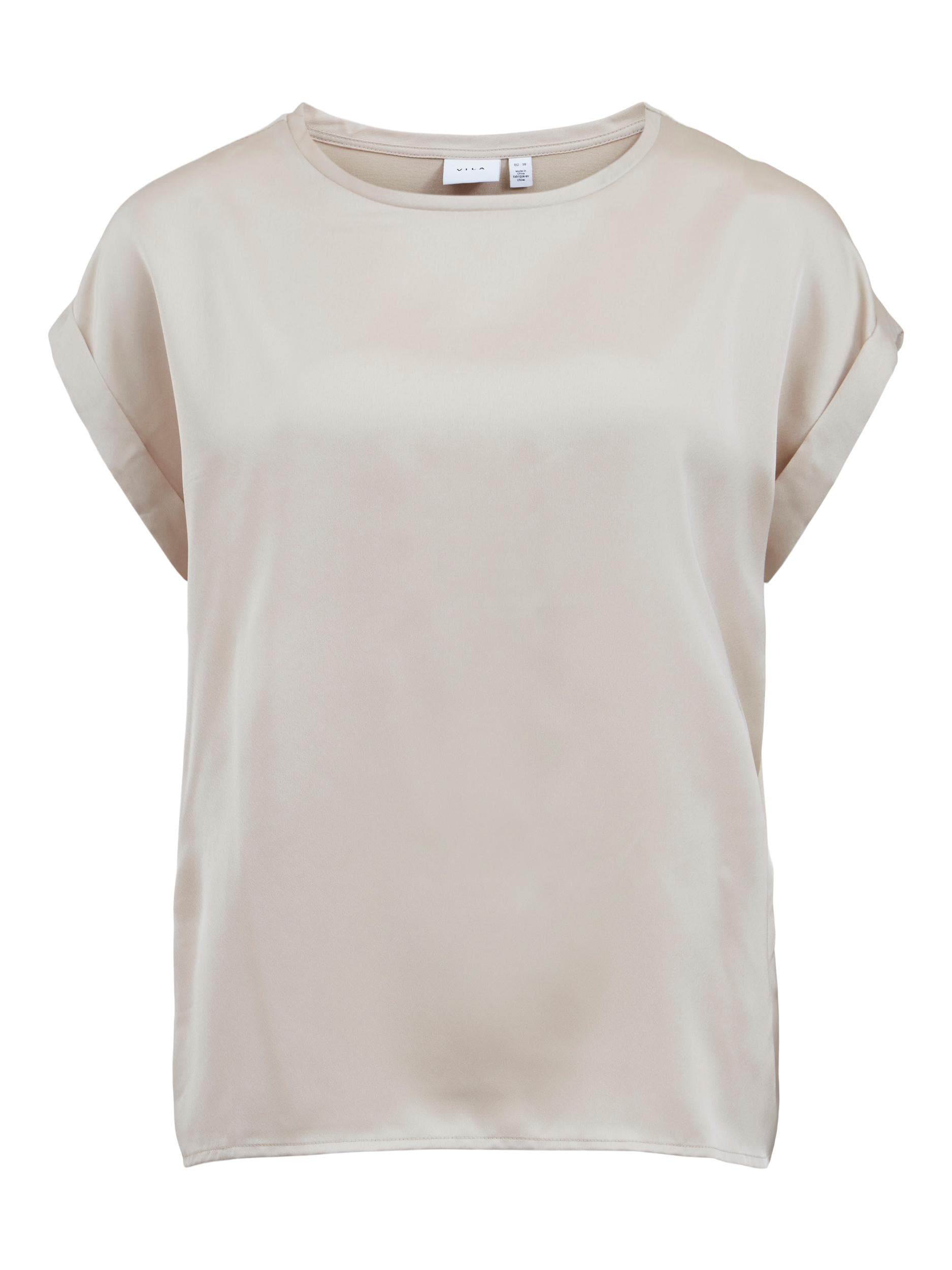 Vila Kurzarmshirt »VIELLETTE S/S SATIN TOP - NOOS«, Satin Optik