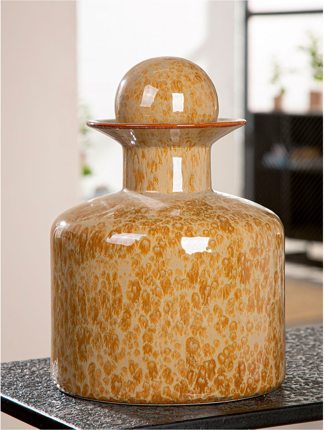 GILDE Tischvase "Deckelvase Mora braun H. 28,5 cm"