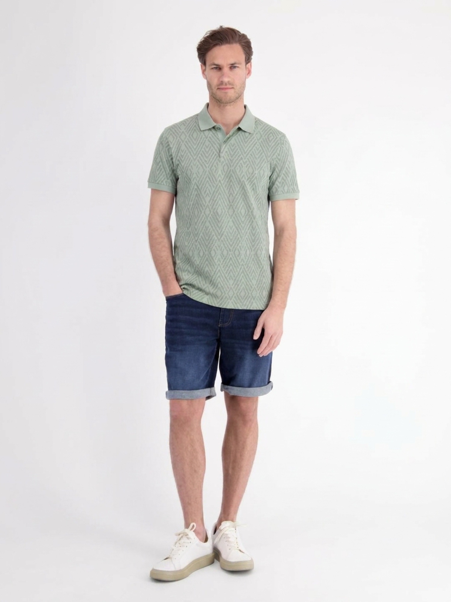 LERROS Poloshirt »Poloshirt mit rautenförmigem Jaquard-Muster in 2-Tone-Optik«