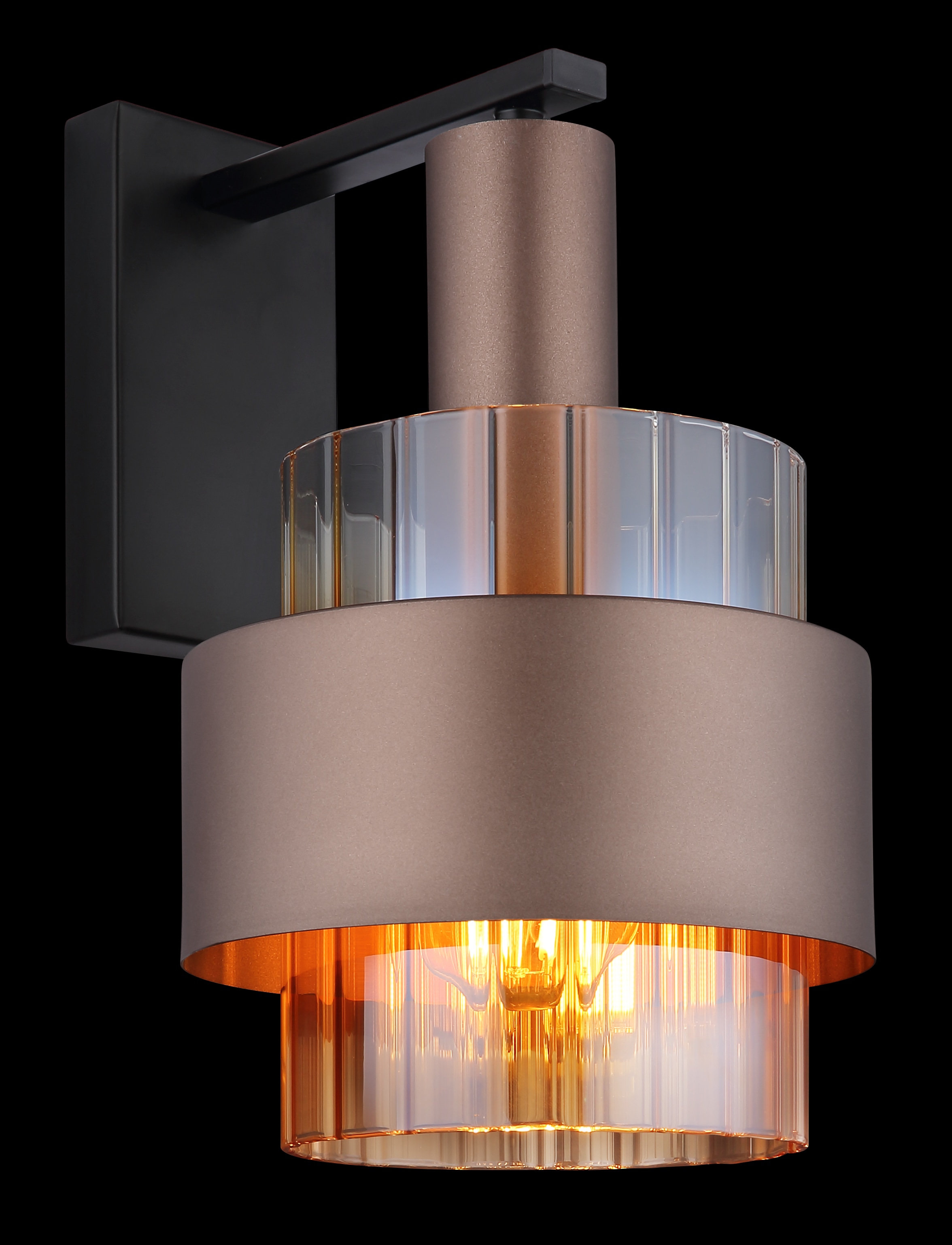 GLOBO LIGHTING Wandleuchte »MILLEY«, Leuchtmittel E27 | ohne Leuchtmittel, Wandlampe/Spot/Wohnzimmer/Flur/Glas amber/Metall