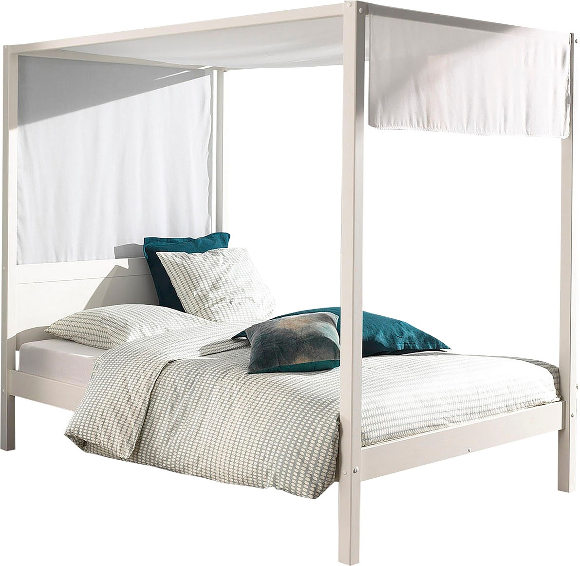 Thumbnail - Vipack Himmelbett "Pino, Kiefer massiv weiß lackiert, Made in Europe, zeitloses Design", (B/H/T ca. 208x191x148cm, inkl....