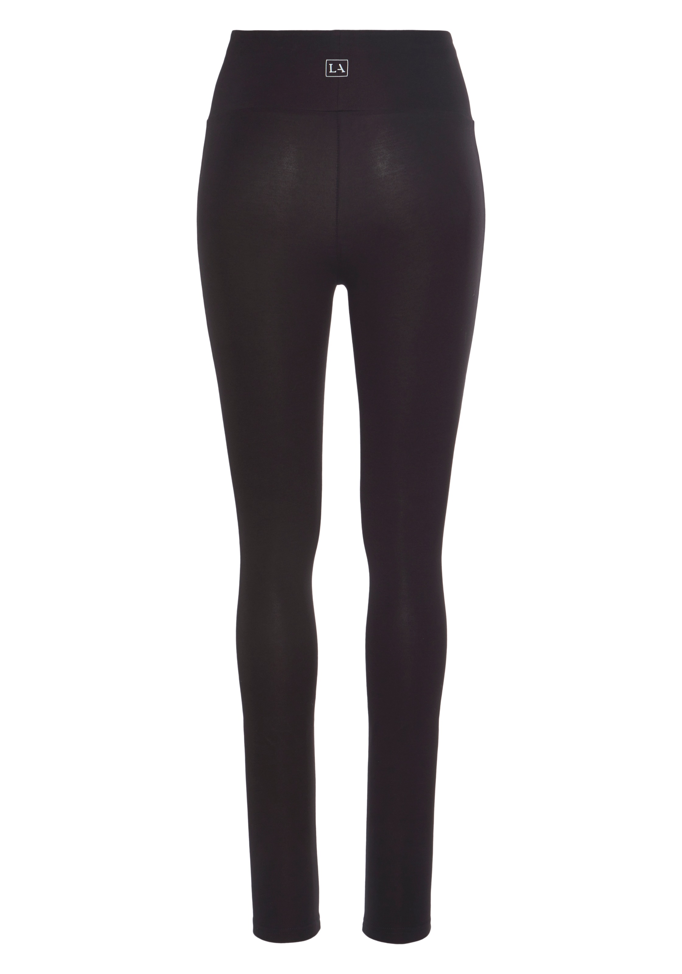Leggings LASCANA, Damen, Gr. 32/34, N-Gr, schwarz, Single Jersey, Obermaterial: 95% Baumwolle, 5% Elasthan, unifarben, Basic, Basic lang, Hosen Leggings, mit breitem Bündchen, Topseller 3