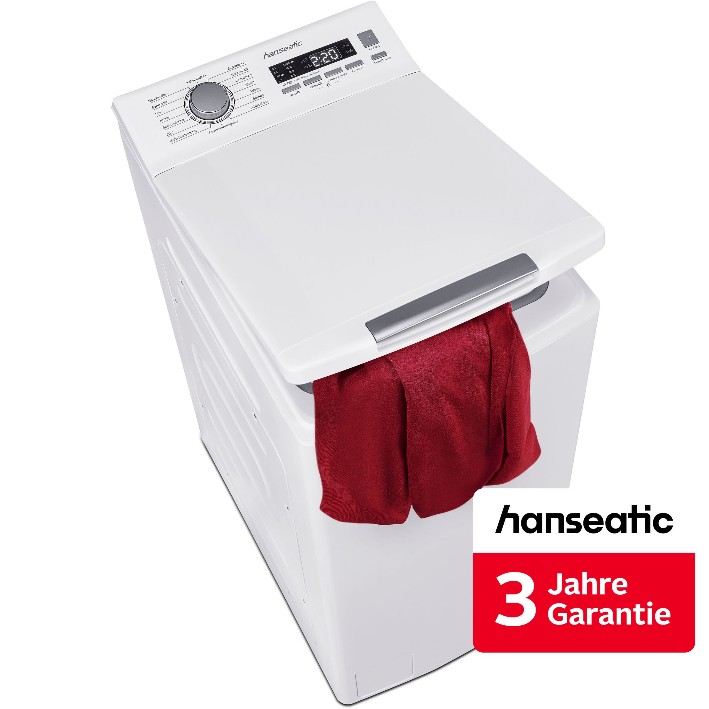 Hanseatic Waschmaschine Toplader "HTW8013A" 8 kg 1300 U/min inkl. 3 Jahre Herstellergarantie