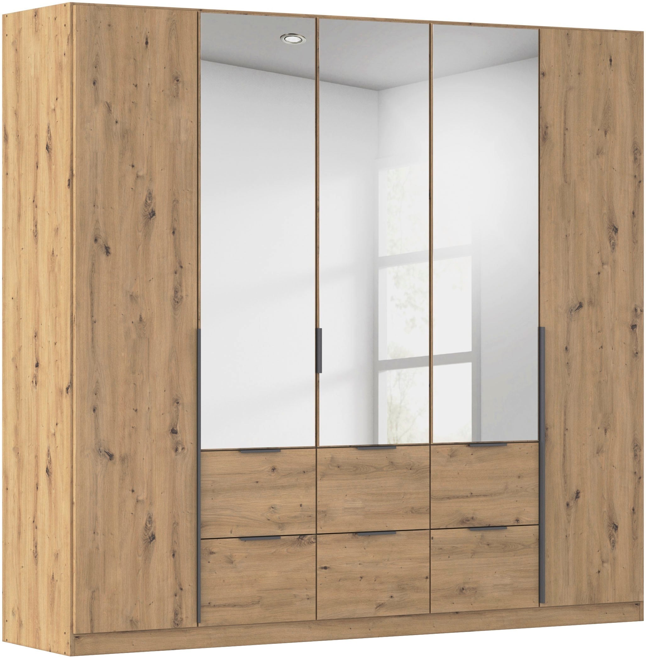 OTTO home Drehtürenschrank "Kleiderschrank Schrank Garderobe AGORDO mit Dekor- oder Hochglanzfront" in zwei Griff-Farben, Breiten 91-360 cm, mit Außenschubkästen, in 7 Breiten und 2 Höhen MADE IN GERMANY