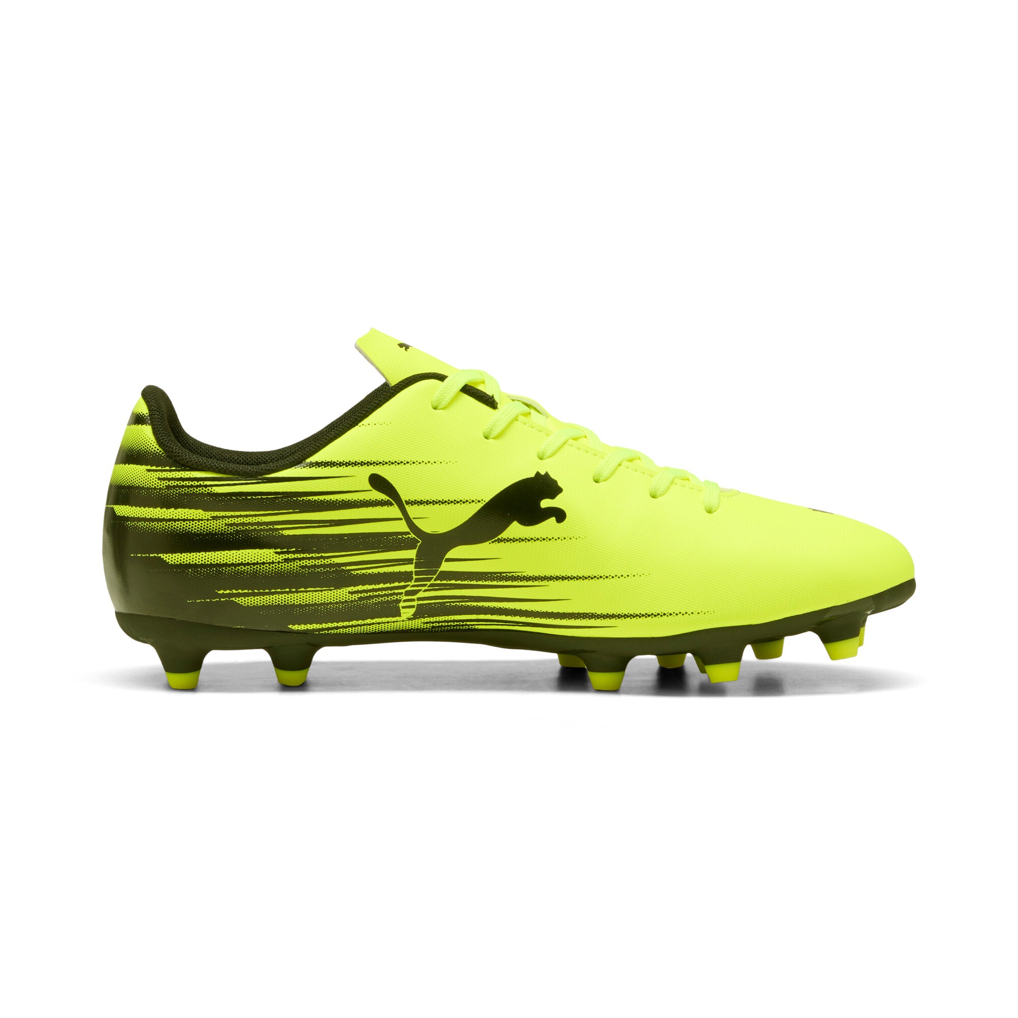 Fußballschuh PUMA "ATTACANTO II FG/AG", Herren, Gr. 41, gelb alert, puma schwarz, Synthetik, bedruckt, Schuhe Fußballschuh, für Rasenplätze, mit weichem Synthetik-Obermaterial, mit Schnürung 2