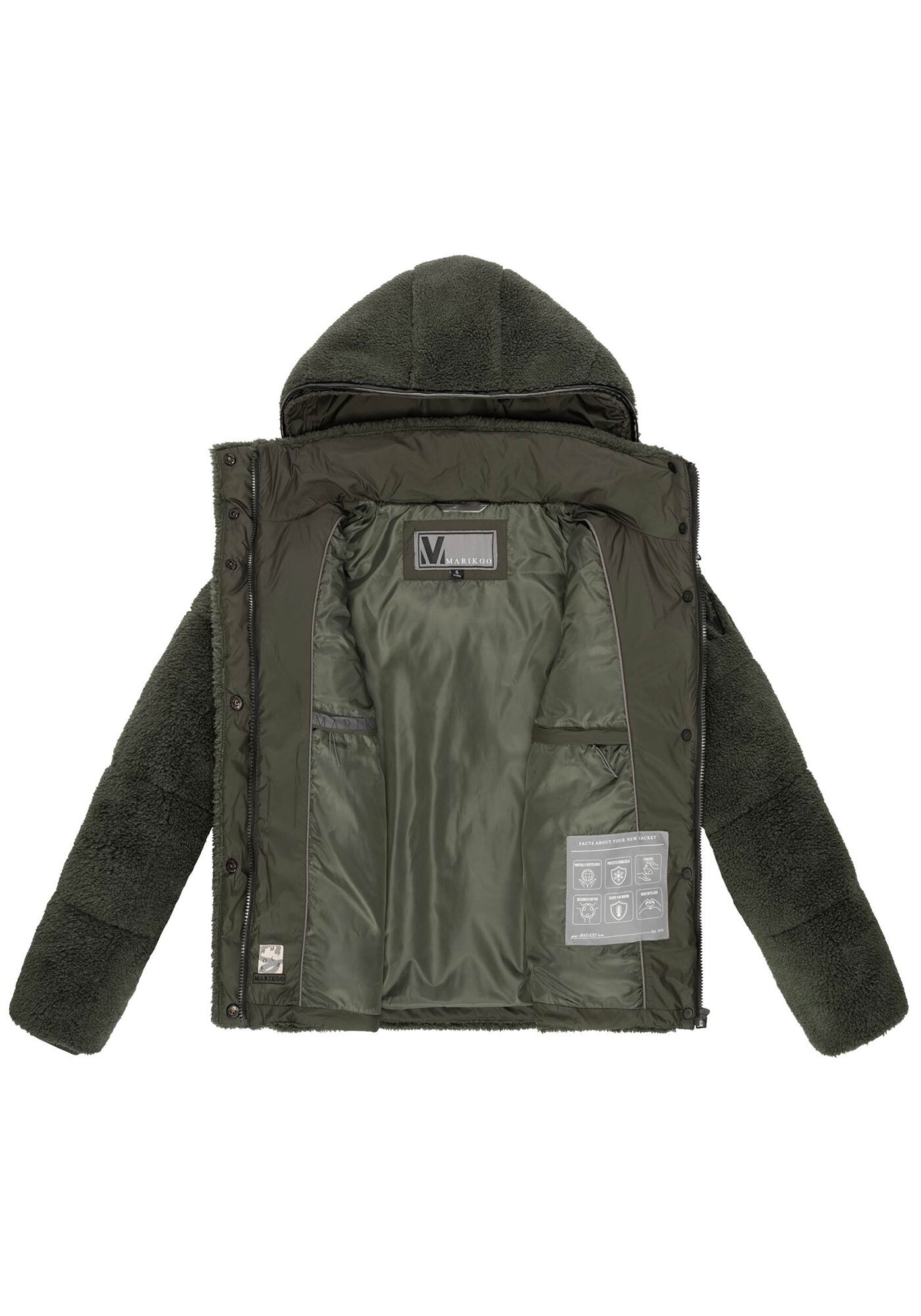 Marikoo Winterjacke »Kaguraa«, warme Teddyfell Sherpa Jacke