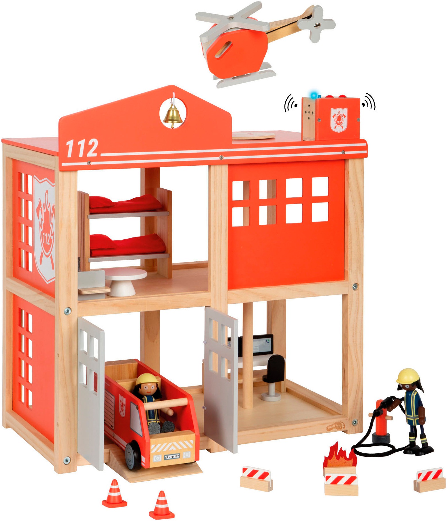 Small Foot Spielwelt »Große Feuerwache mit Zubehör« batteriebetriebenes Sound- & Lichtmodul für realistische Einsätze