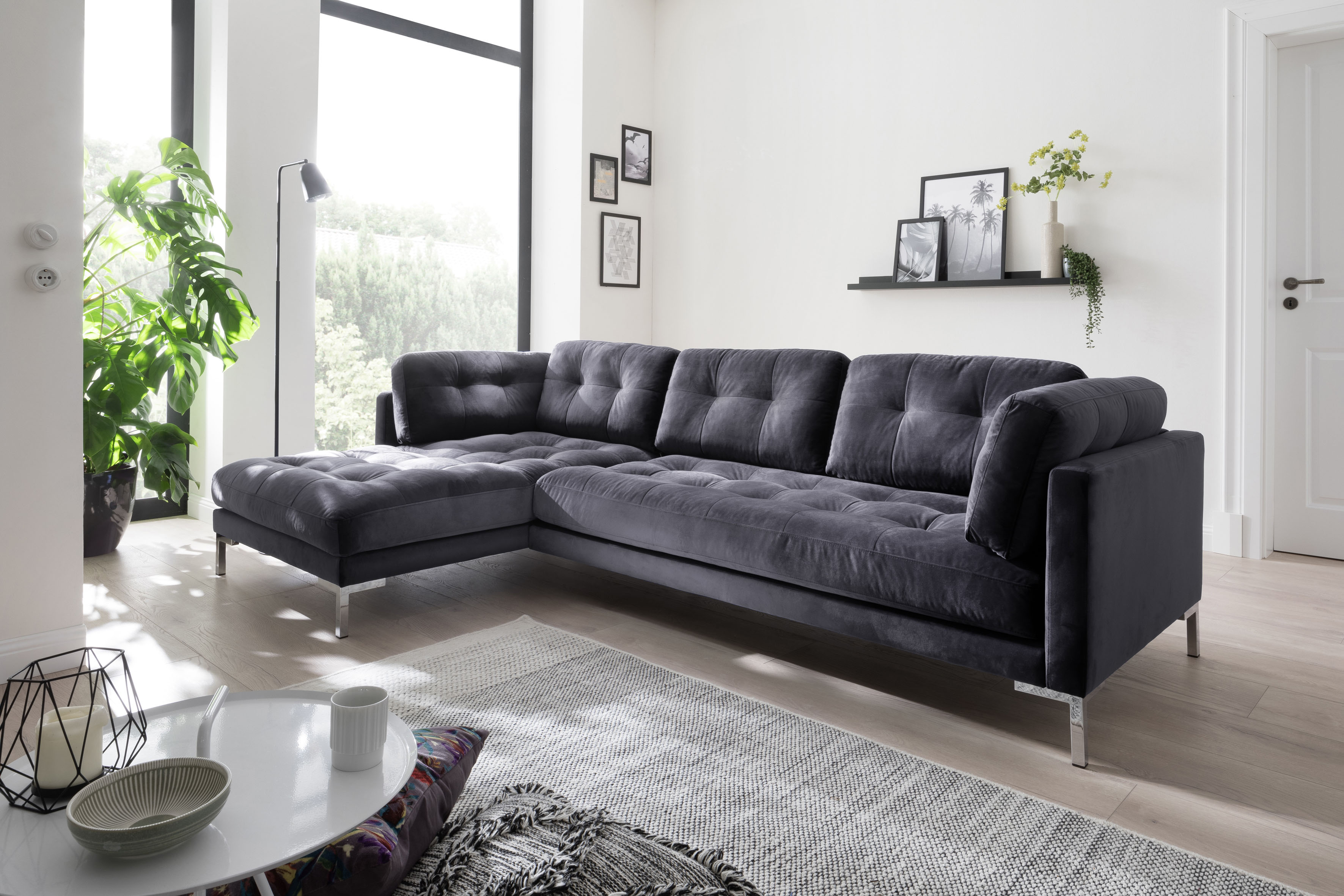 OTTO home Ecksofa "Landau L-Form" in Cord-Stoff mit Metallfuß