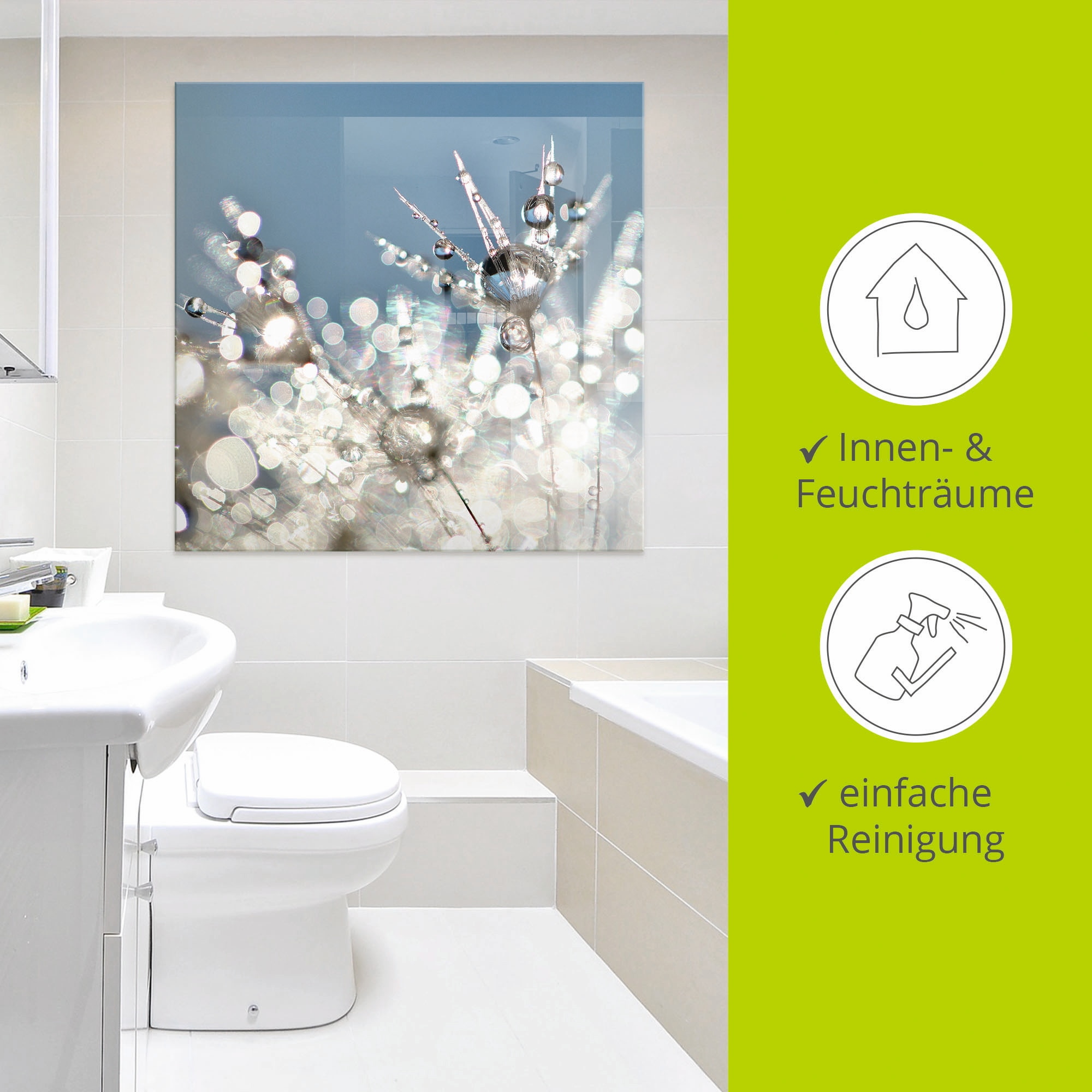 Artland Glasbild »Pusteblume Tropfen abstrakt« 1 Stk. tlg. in verschiedenen Größen