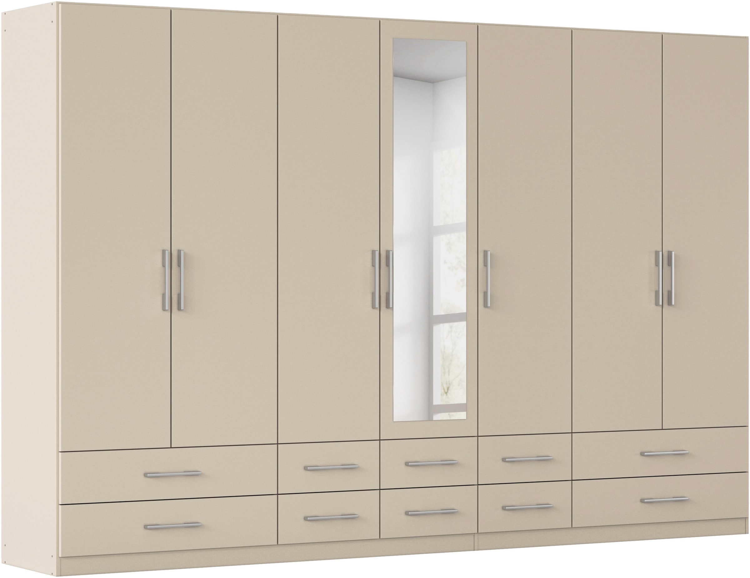 rauch Kleiderschrank "Schrank Garderobenschrank Mehrzweckschrank Schlafzimmer HERSBRUCK" 3 verschiedene Ausstattungen BASIC/CLASSIC/PREMIUM (inkl. SOFT-CLOSE), mit großzügigen Schubladen sowie Spiegeltüren MADE IN GERMANY