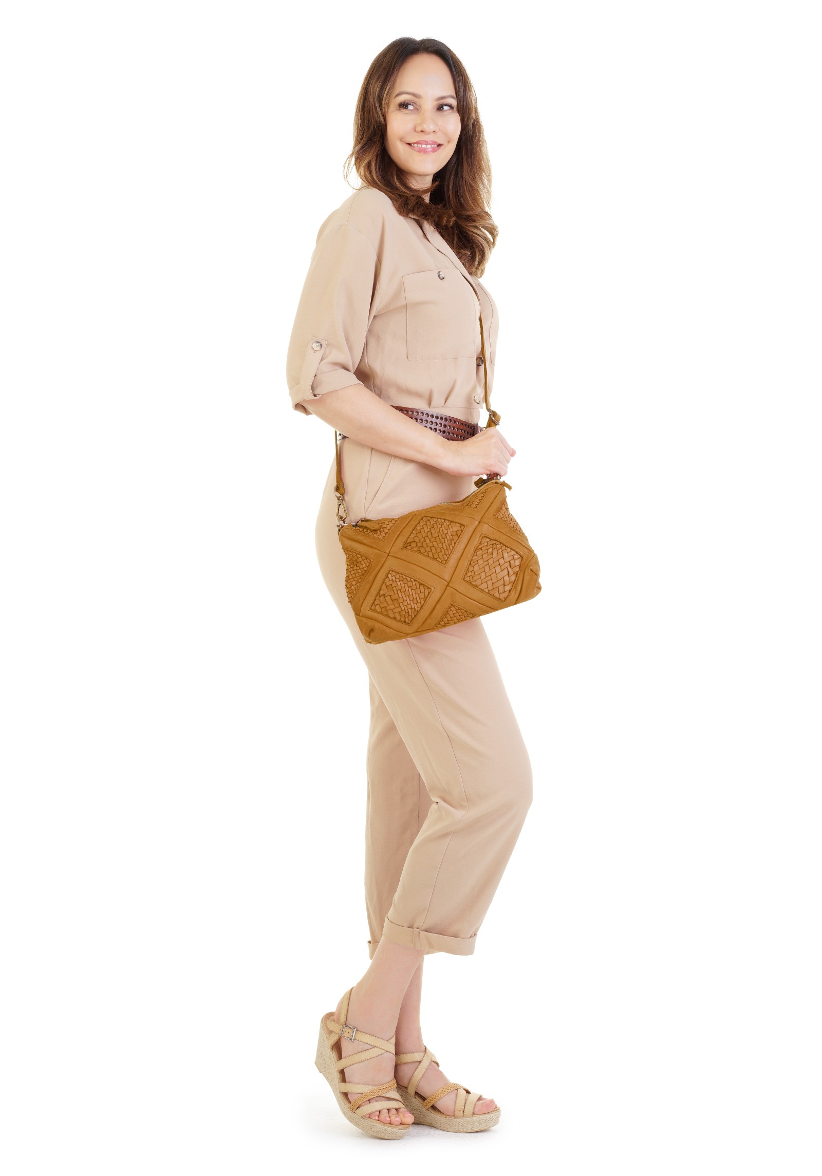 Thumbnail - Samantha Look Umhängetasche, echt Leder, Made in Italy