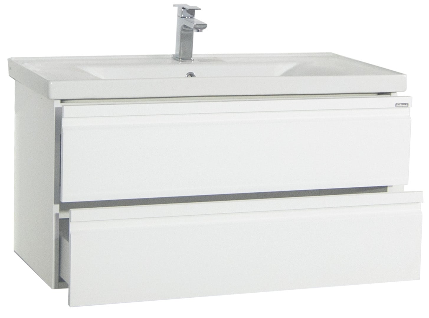 VCM Waschbeckenunterschrank »VCM 2-tlg. Waschplatz Waschtisch 100 cm Badmöbel Set Waschbecken grifflose Schublade Silora XL« 2 Stk. tlg.