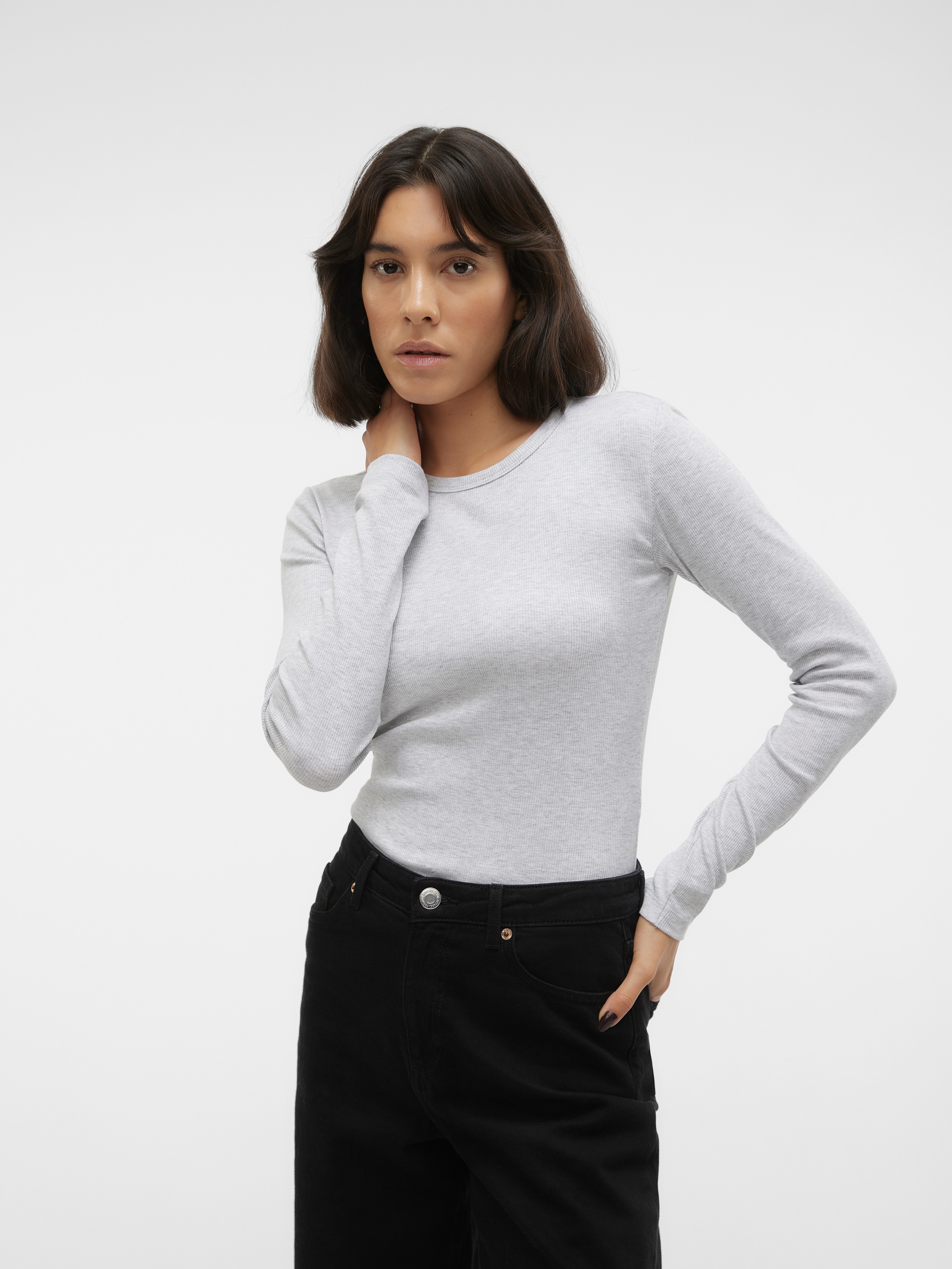 Vero Moda Langarmshirt "VMCHLOE LS SHORT TOP JRS NOOS" Baumwollmischung günstig online kaufen