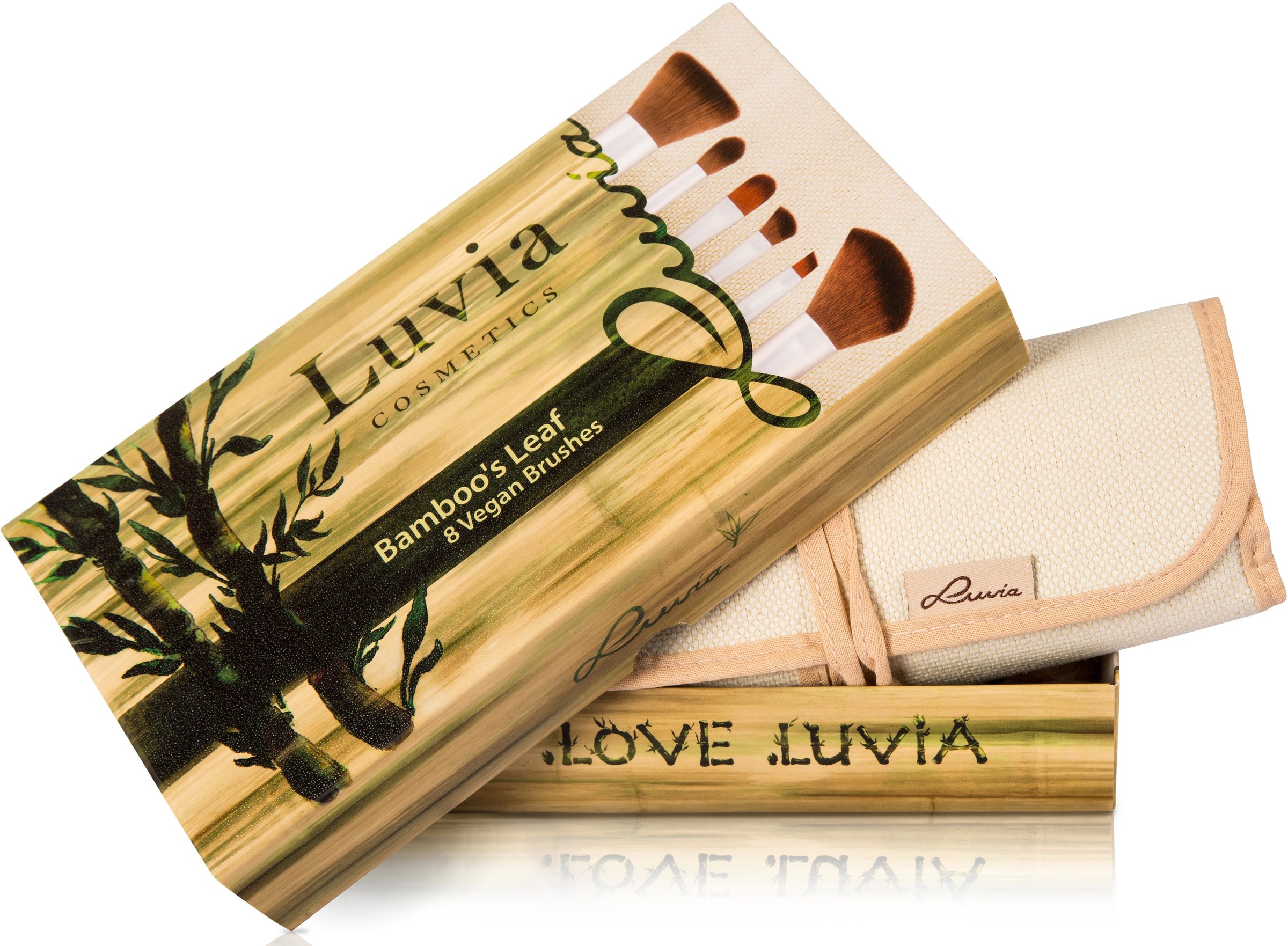 Luvia Cosmetics Kosmetikpinsel-Set »Bamboo's Leaf«, (8 tlg., mit Aufbewahrungstasche), vegan