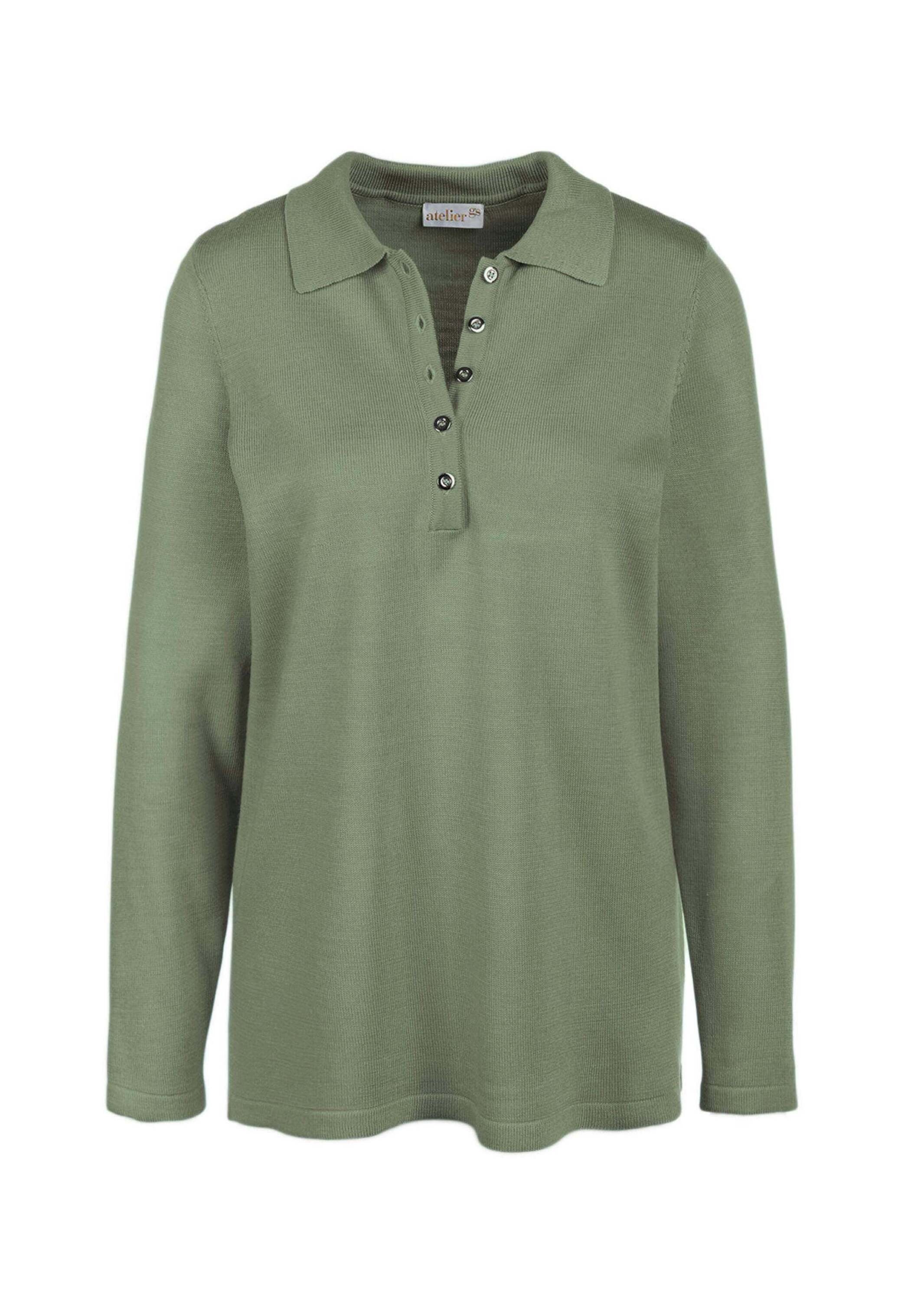 GOLDNER Damen Strickpullover "Unkomplizierter Pullover mit Polokragen", grün, Gr. 38, Obermaterial: 100% Polyacryl PAN., Pullover