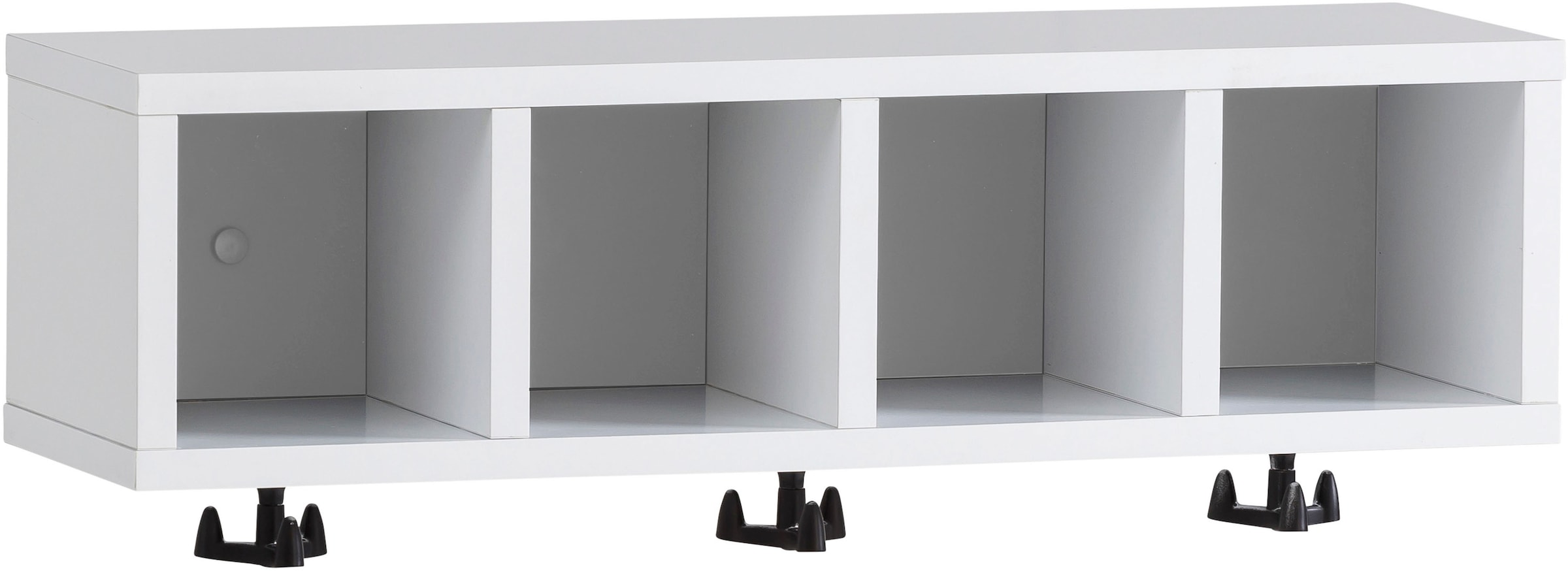 welltime Wandregal "Lugo, 59 cm" Vier offene Fächer, Kleiderhaken aus Metal günstig online kaufen