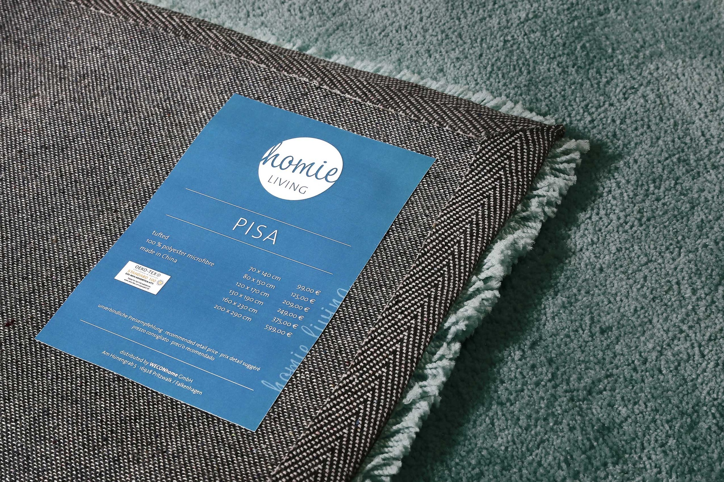 Homie Living Teppich »Pisa«, rund, 25 mm Höhe, Hochflor, Microfaser, uni, weich, Shaggy, Wohnzimmer, Schlafzimmer