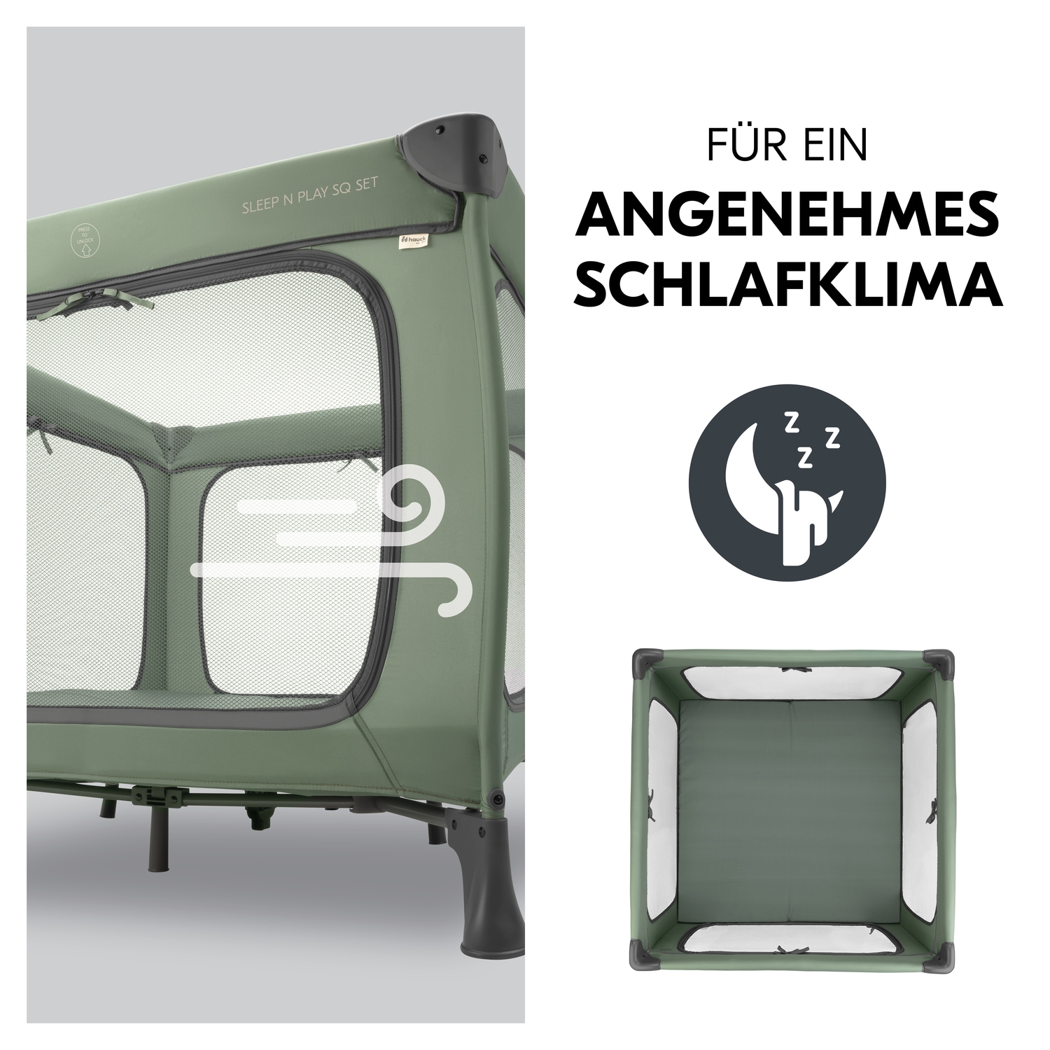 Hauck Baby-Reisebett »Sleep N Play SQ, Set dark green«, inklusive Schaumstoff-Matratze