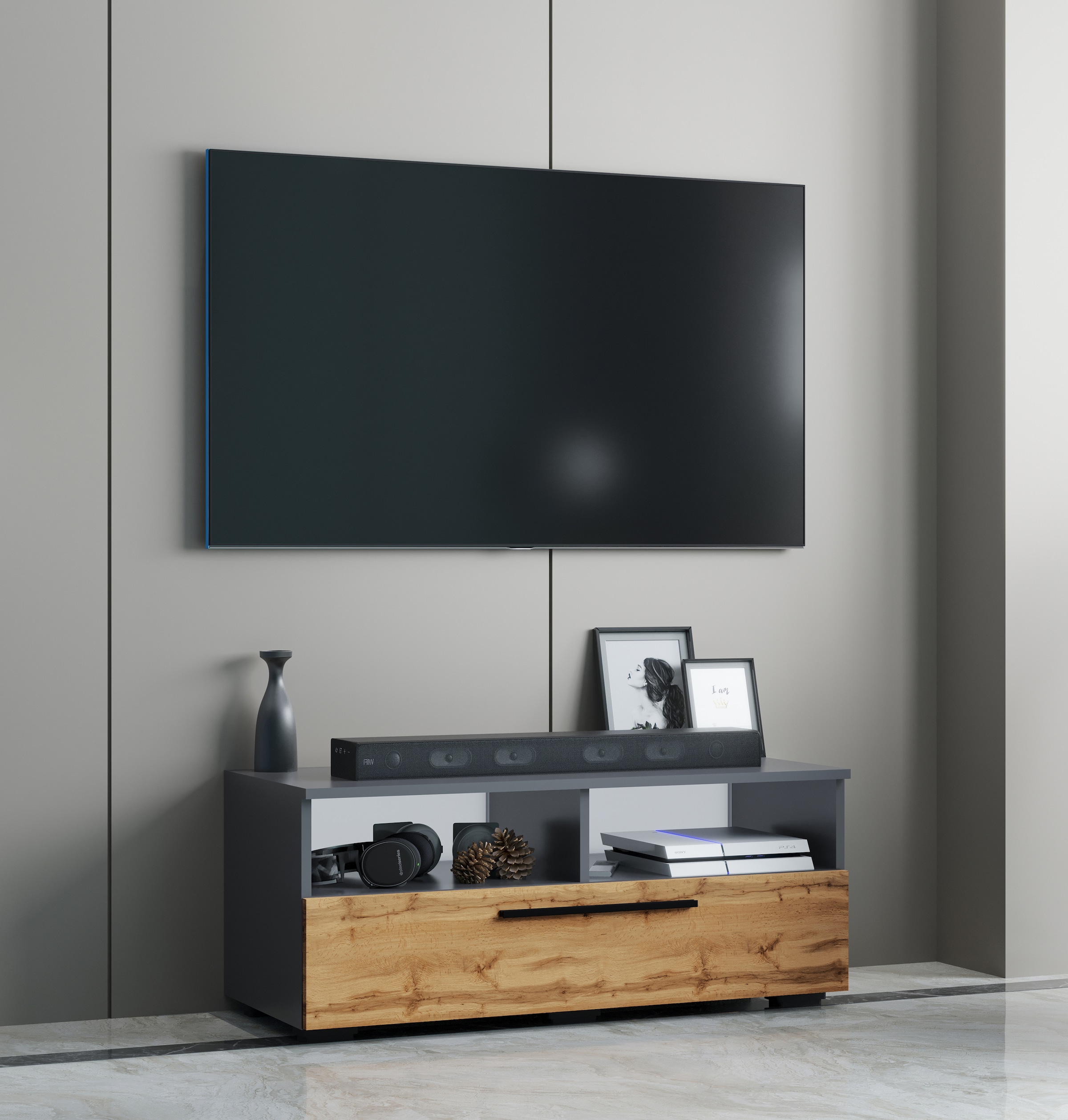 VCM TV-Board »VCM TV Möbel | Lowboard | Fernsehschrank mit ausreichend Stauraum | Maße H. 39 x B. 115 x T. 40 cm | Fernseh Möbel ¿ Arila XL«, (VCM Arila)