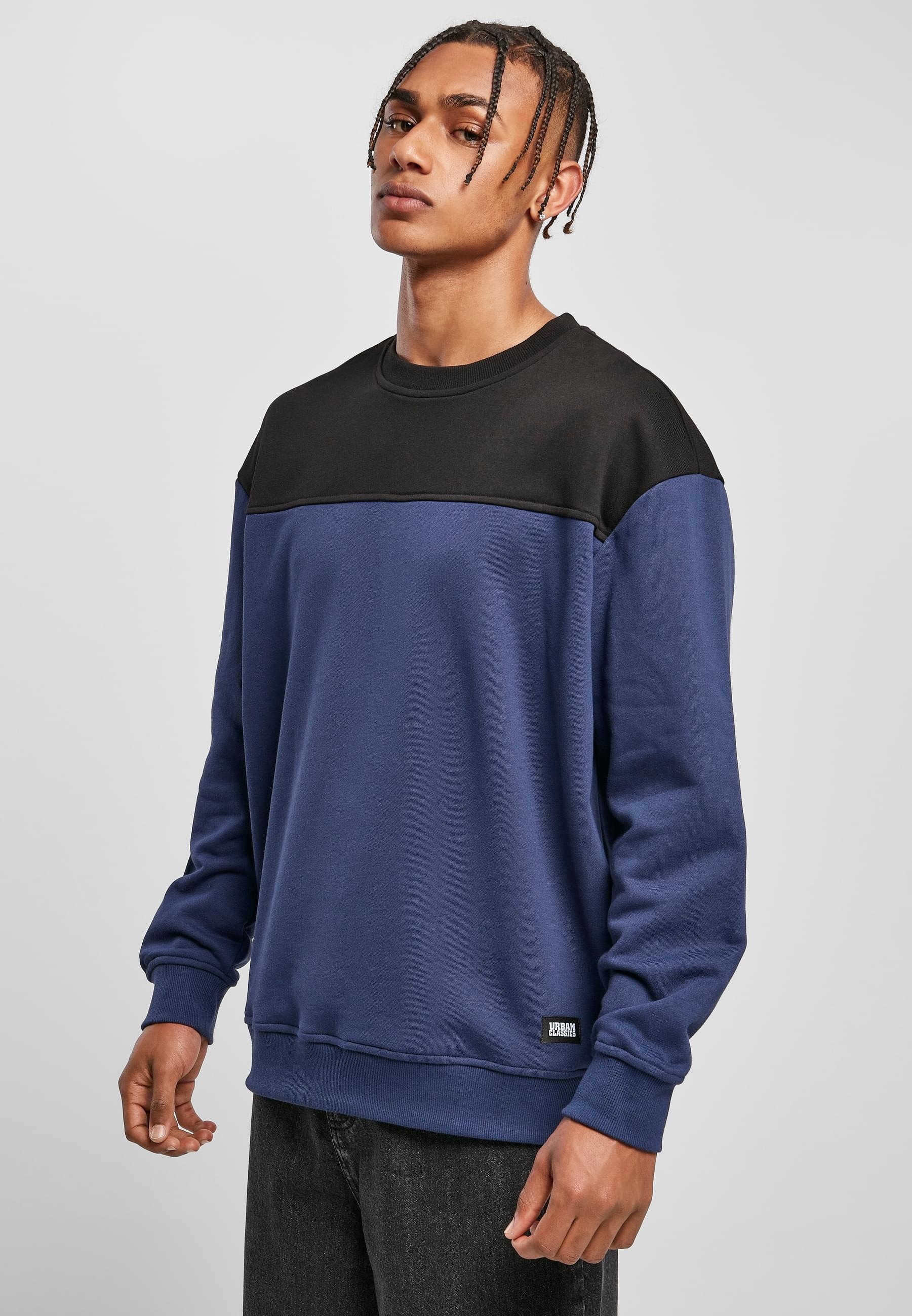 URBAN CLASSICS Rundhalspullover »Urban Classics Herren Upper Block Crewneck«, (1 tlg.)