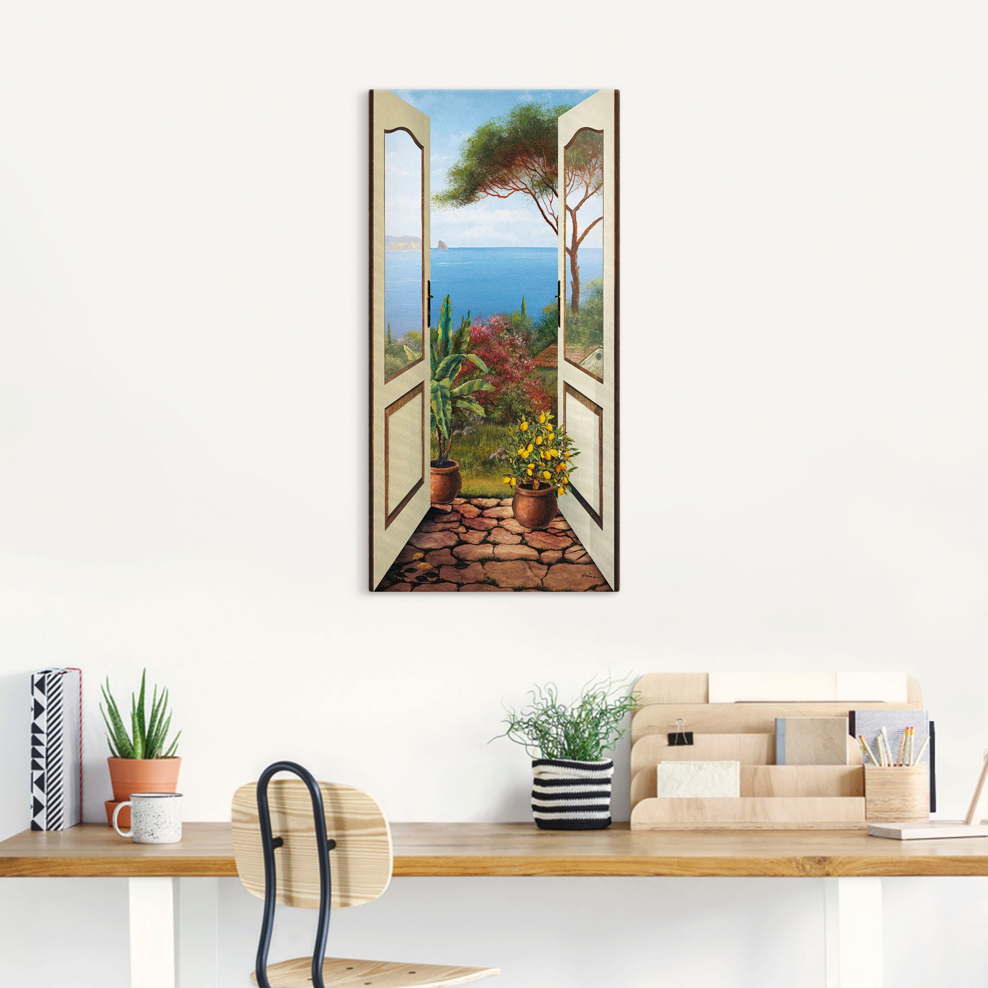 Artland Leinwandbild "Veranda am Meer" Küstenbilder 1 Stk. tlg. auf Holzrah günstig online kaufen