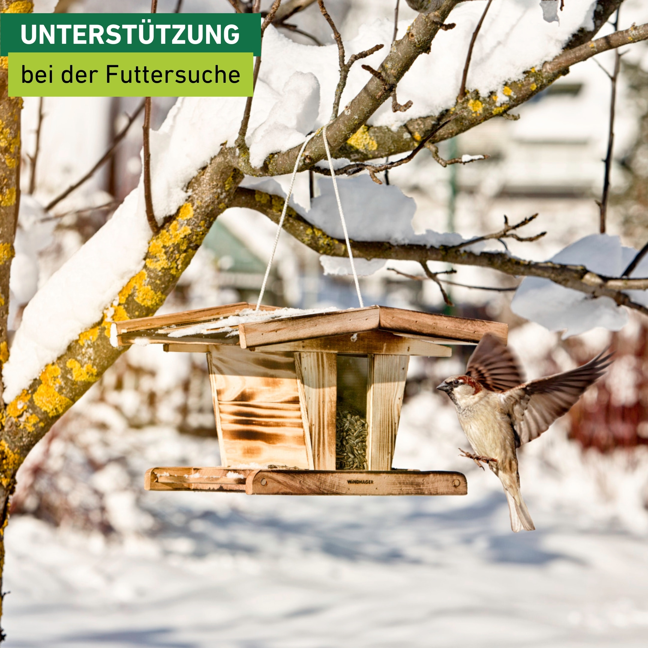 Windhager Vogelhaus »Chalet, Vogelfuttersilo aus robustem Massivholz« Futterstation inkl. Aufhängung, Füllvolumen ca. 2,75 Liter