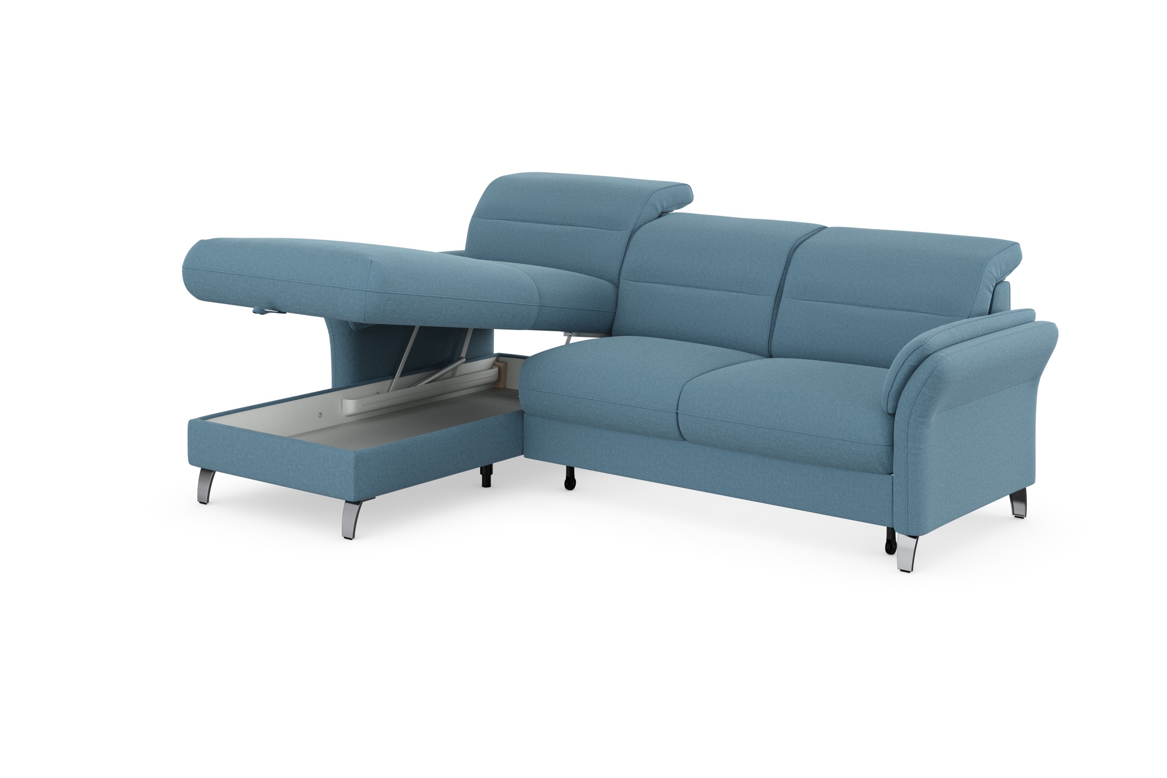 sit&more Ecksofa »Grenoble L-Form mit Federkern«, wahlweise mit Bettfunktion, Bettkasten, Arm- und Kopfteilverstellung