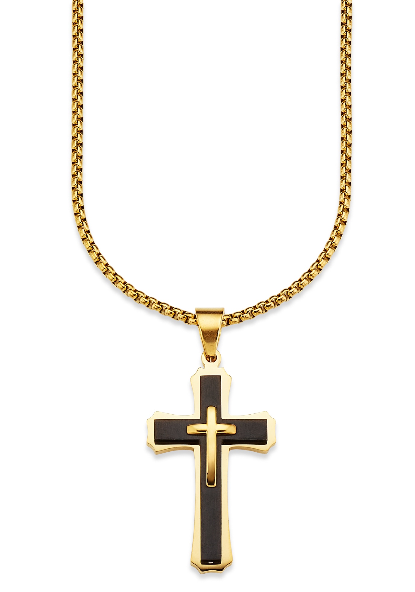 Kette mit Anhänger »Schmuck Geschenk, Halskette Kreuz Venezianerkette Gold Schwarz«