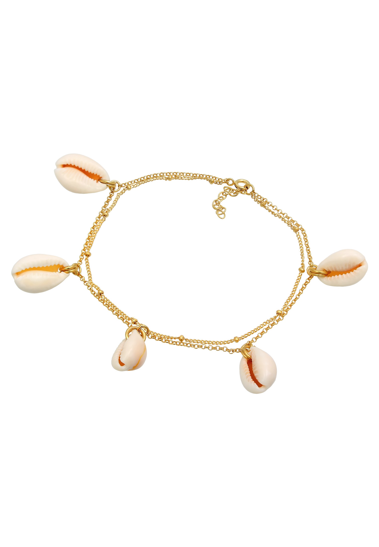 Elli Fußkette »Fußkettchen Echte Kauri Muscheln Sommer 925 Silber«