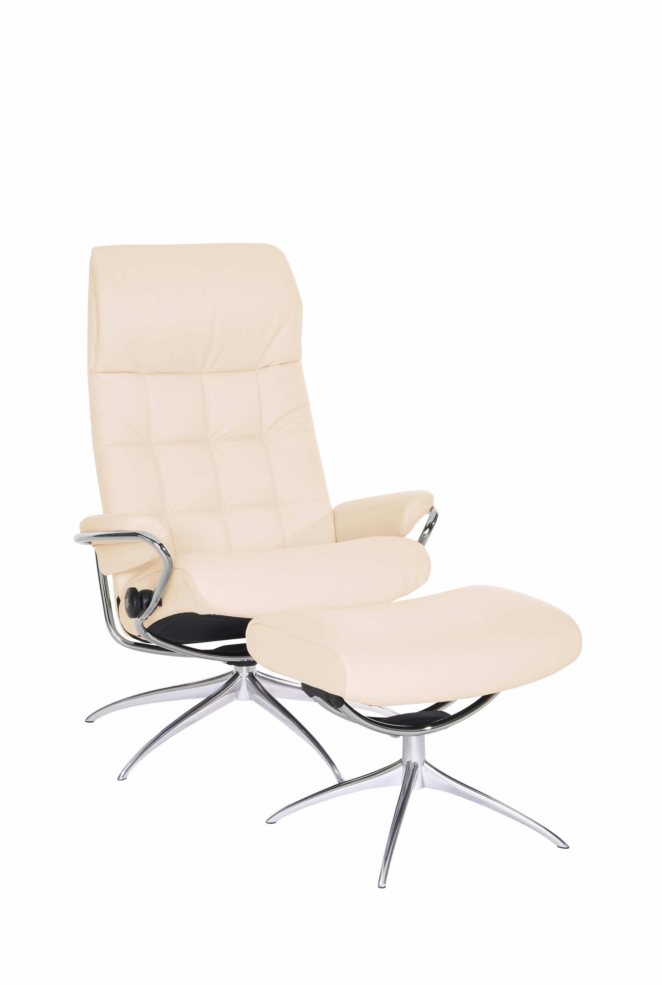 Stressless Relaxsessel "London", (Set, Relaxsessel mit Hocker), mit Hocker, High Back, mit Star Base, Gestell Chrom