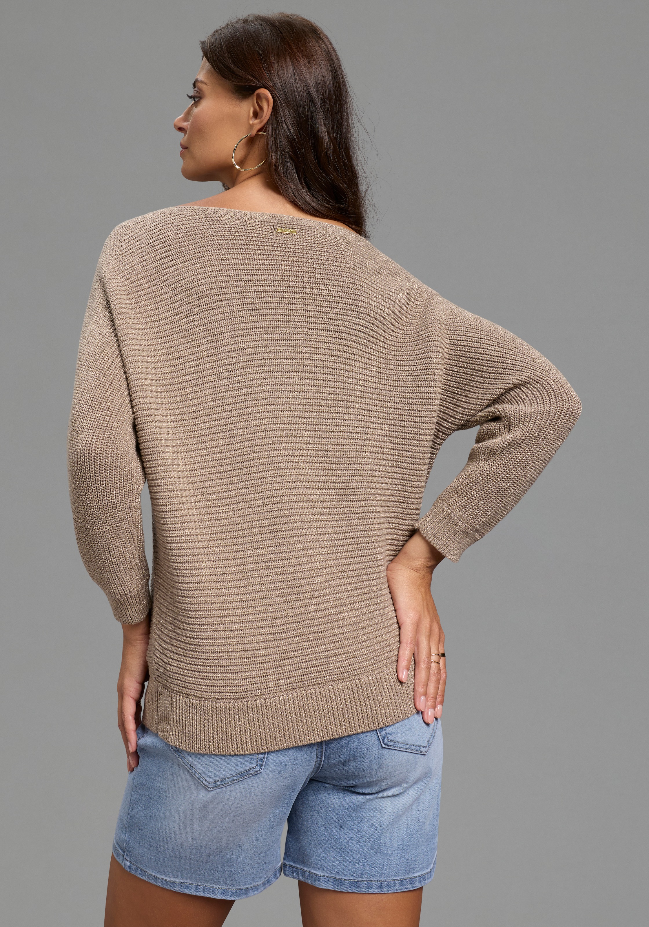 Laura Scott 3/4 Arm-Pullover mit Glitzergarn und lässigem Schnitt günstig online kaufen