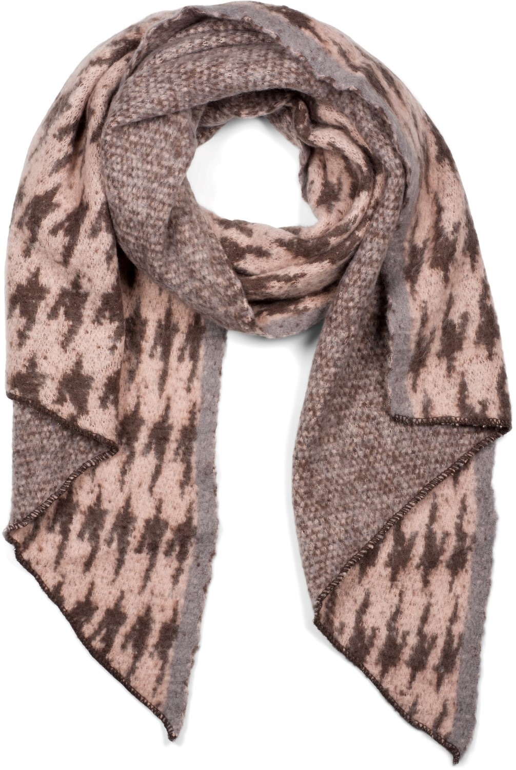 styleBREAKER XXL-Schal "Asymmetrischer Web Schal mit Pepita Hahnentritt Mus günstig online kaufen