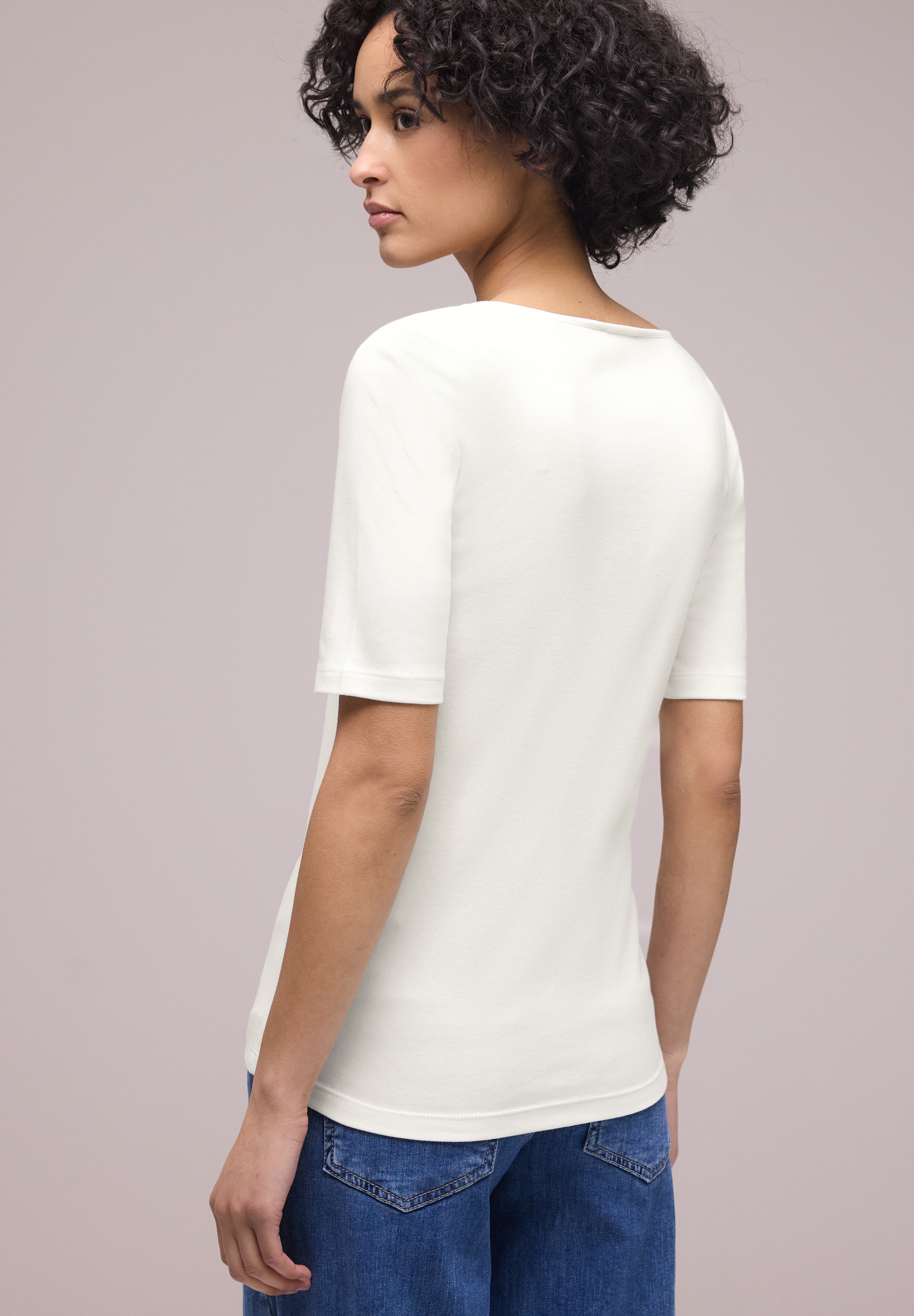 STREET ONE Kurzarmshirt »Style Ada« Sommershirt mit Herz-Ausschnitt