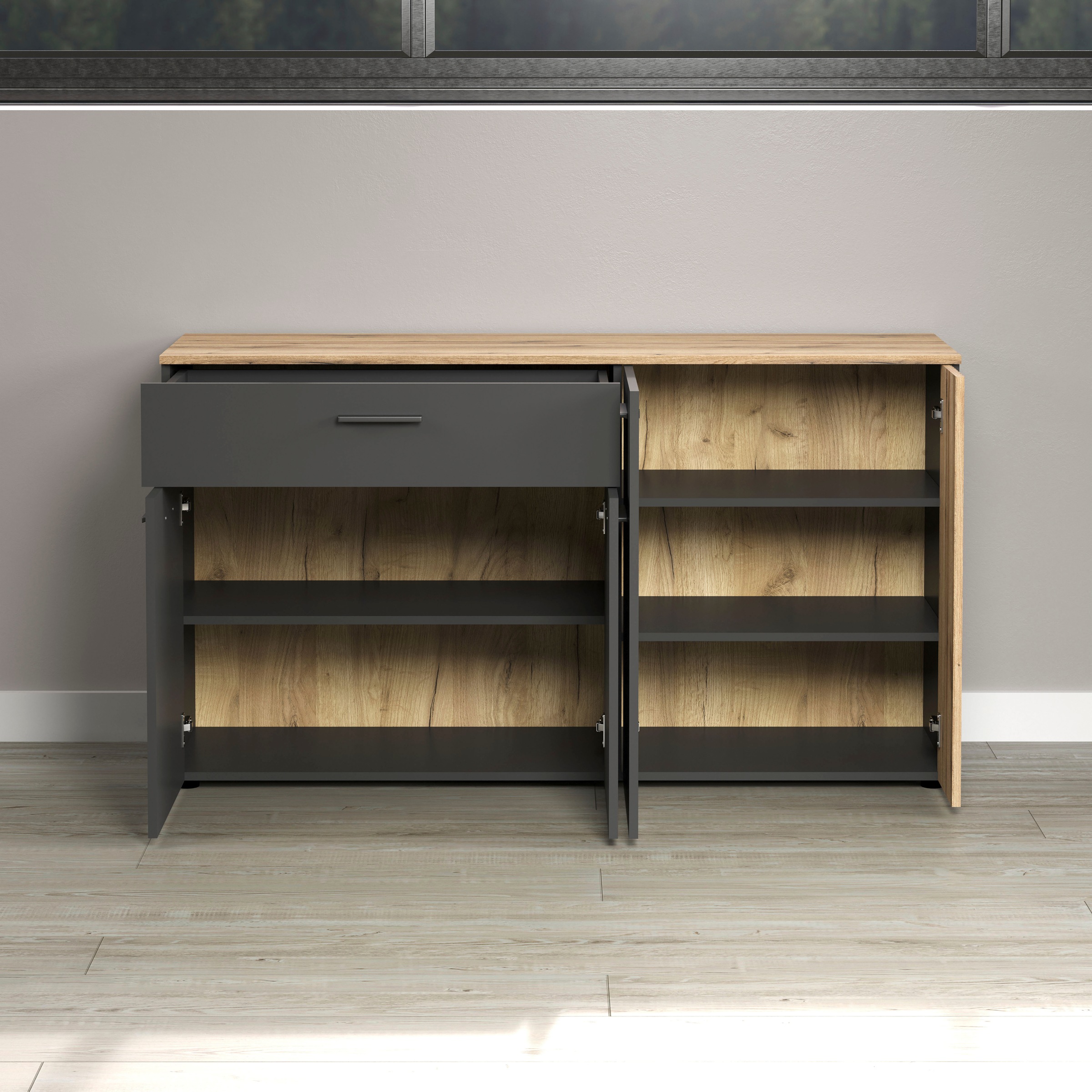 Home affaire Sideboard »Estepona« 1 Stk. tlg. Kommode, Akustikpaneel-Look; Breite 150 cm