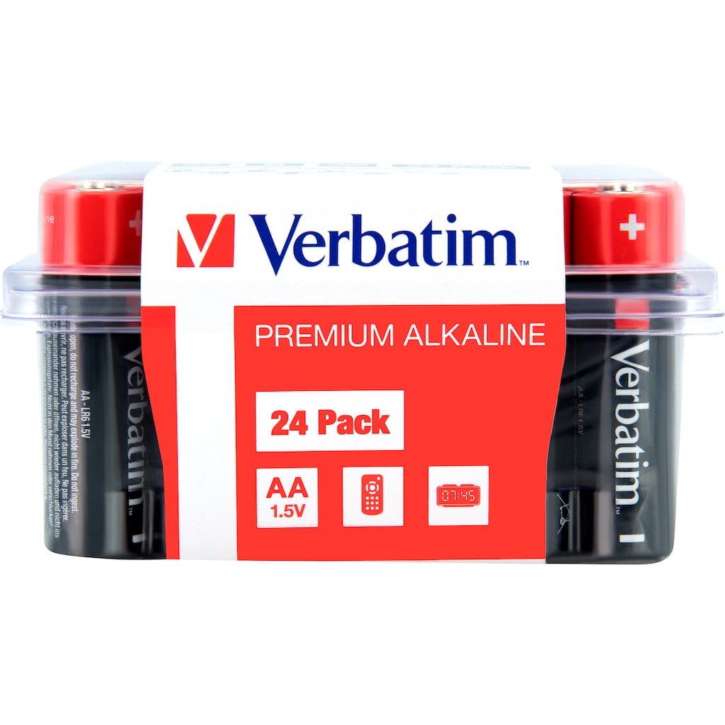 Verbatim Batterie »24er Pack Alkaline, Mignon, AA, LR06, 1.5V, Retail Box«, (24 St.)