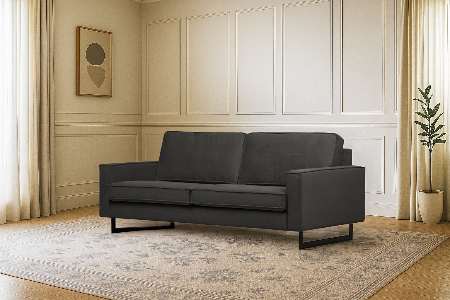 Home affaire 3-Sitzer "Pinto, 206 cm, Cord, Chenille, Lederoptik" mit Keder günstig online kaufen