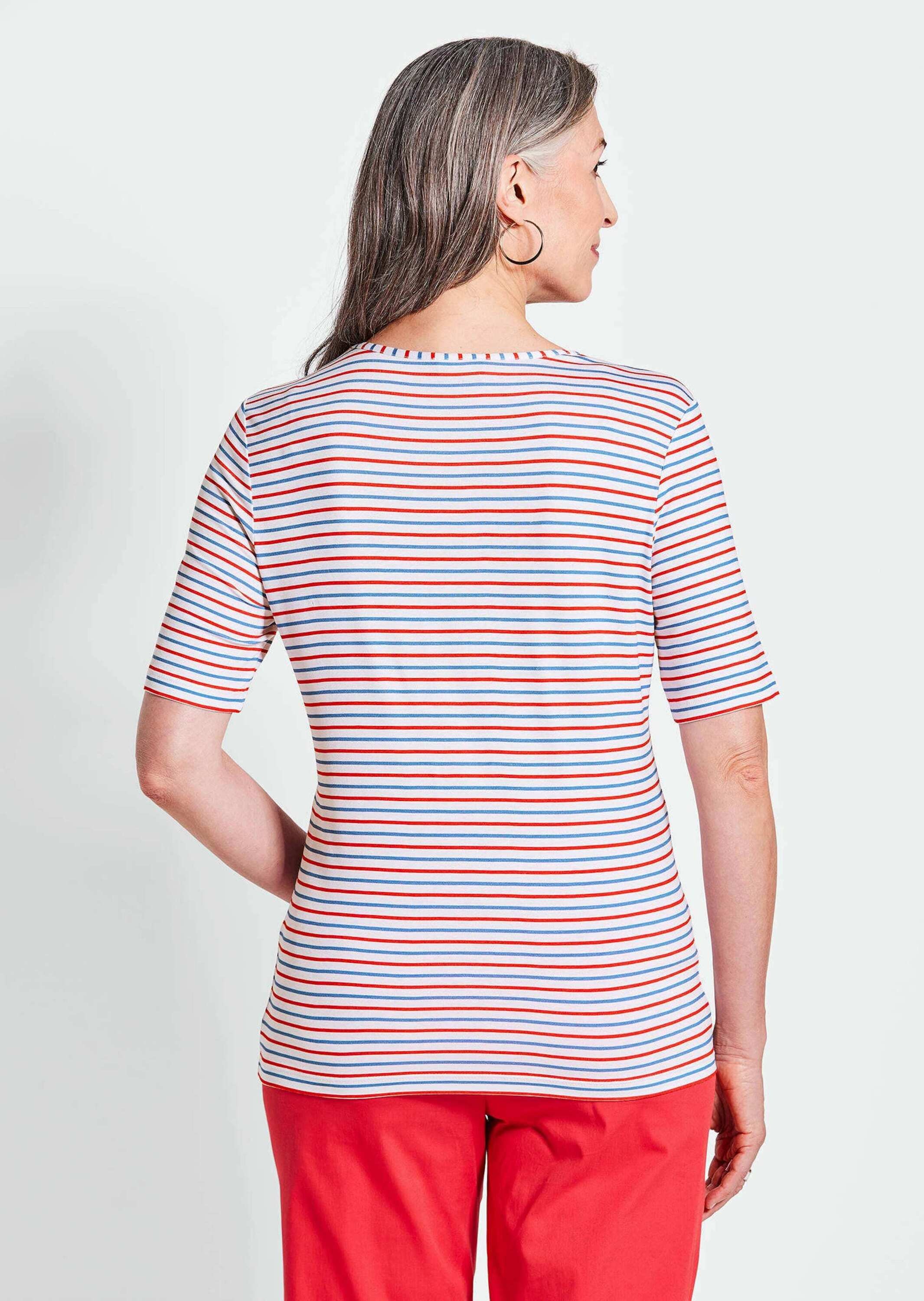 GOLDNER Kurzarmshirt »Maritimer Streifenlook mit V-Ausschnitt«